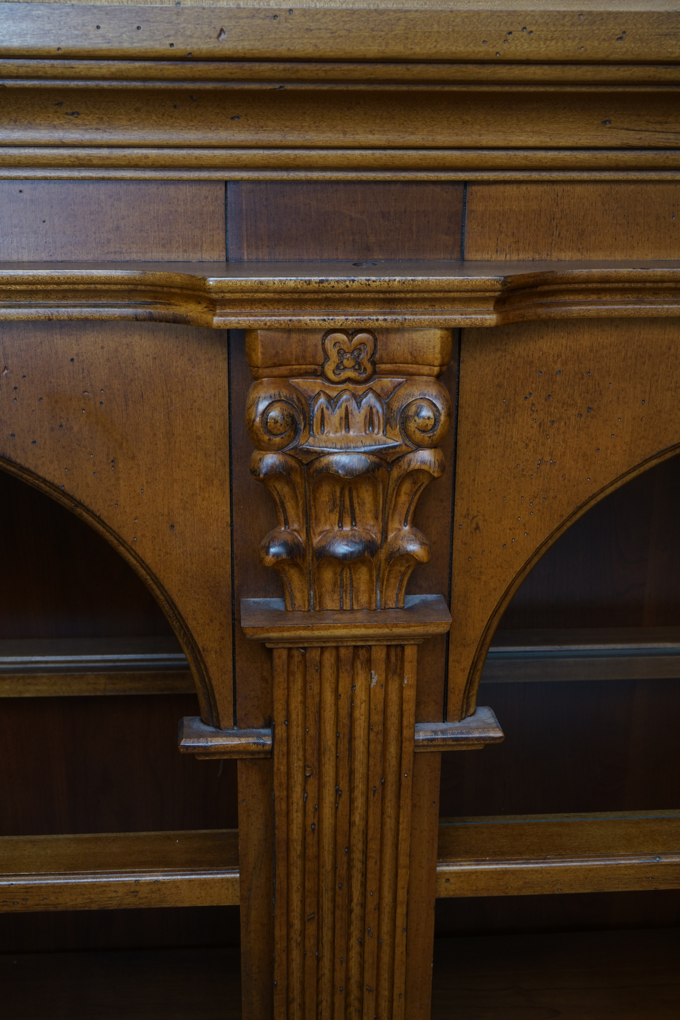Vintage Two-Piece Neoclassical Style Cherry Bookcase by Hooker Furniture