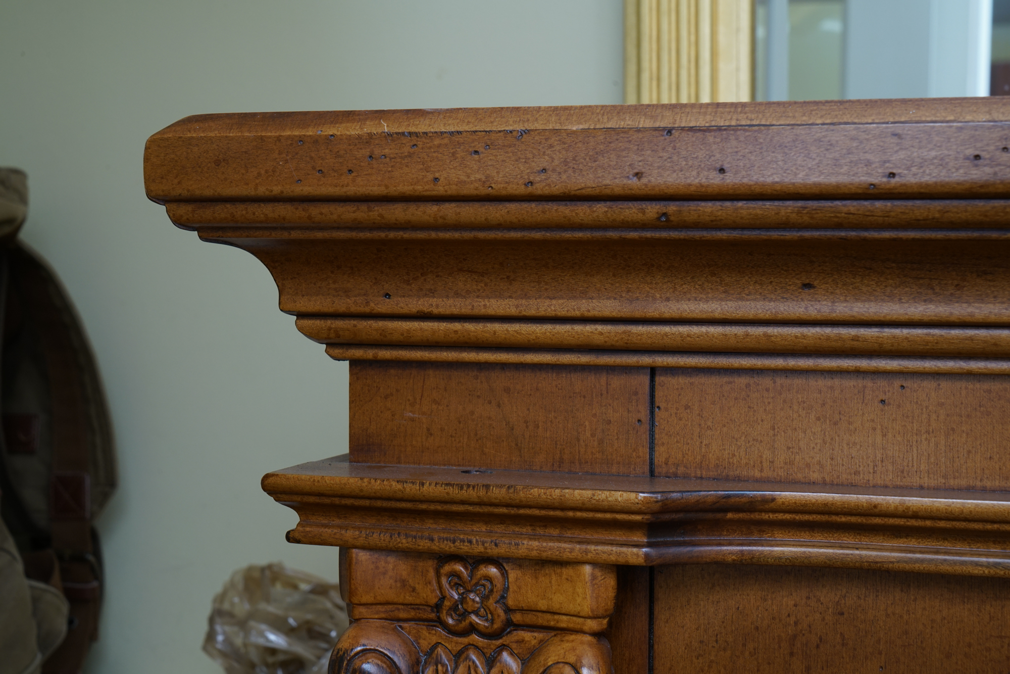 Vintage Two-Piece Neoclassical Style Cherry Bookcase by Hooker Furniture