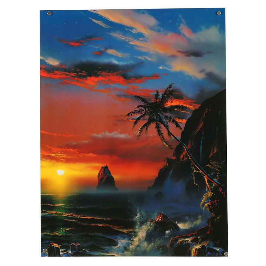 Offset Lithograph After Dale Terbush "When Twilight Turns to Paradise"