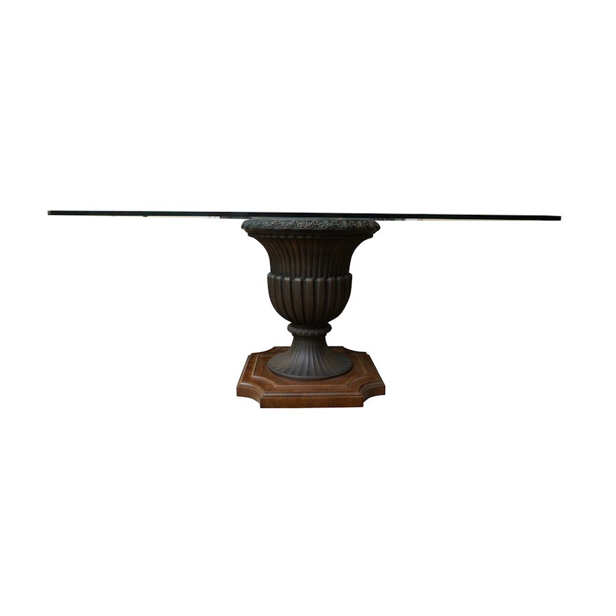 Neoclassical Style Glass Top Dining Table