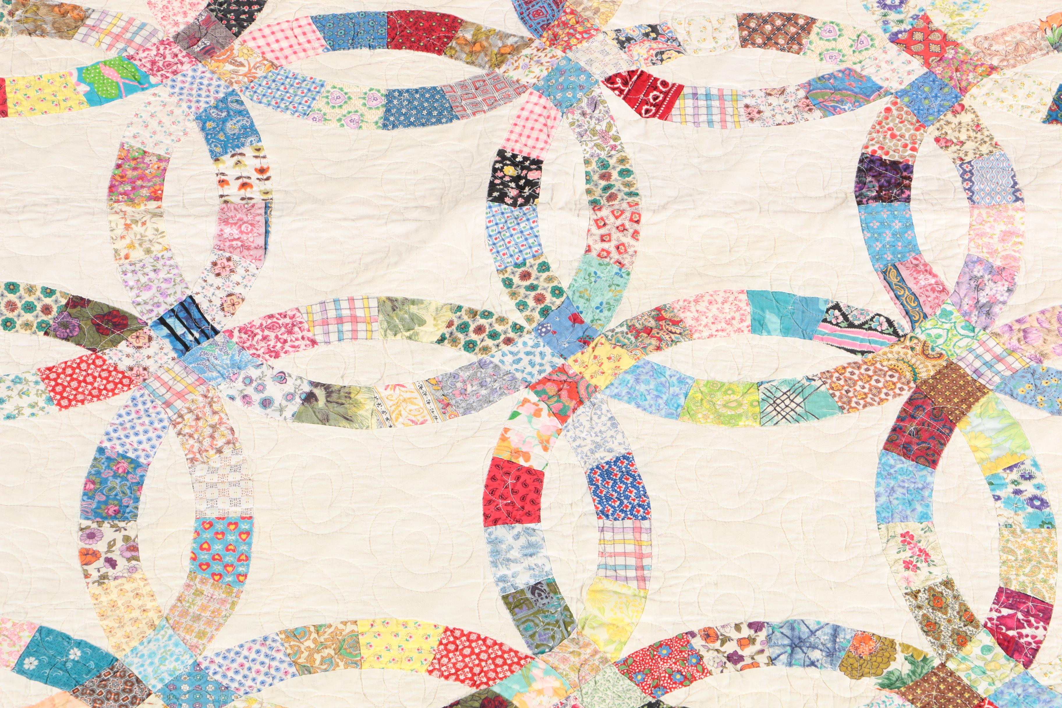 Handmade "Double Wedding Ring" Quilt