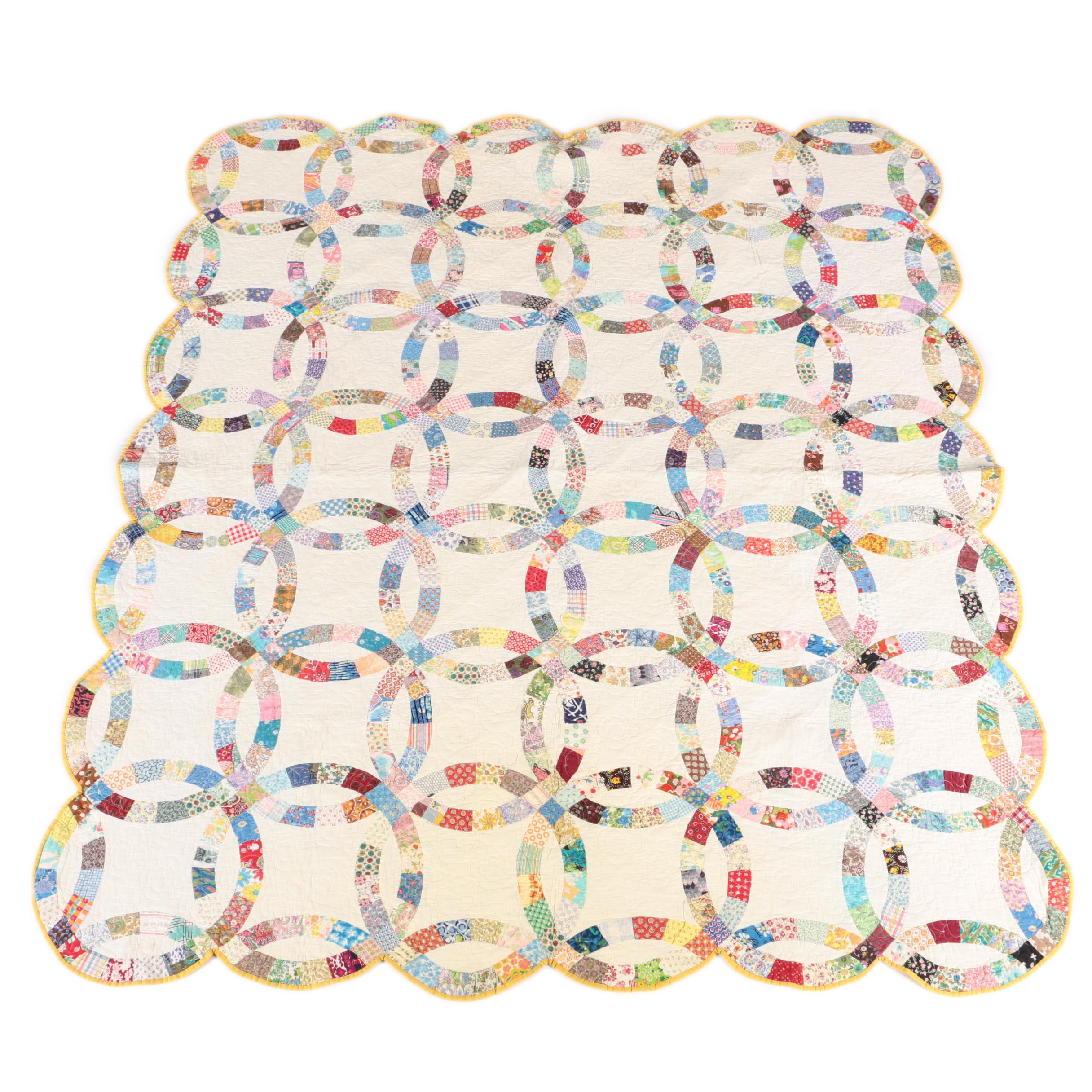 Handmade "Double Wedding Ring" Quilt