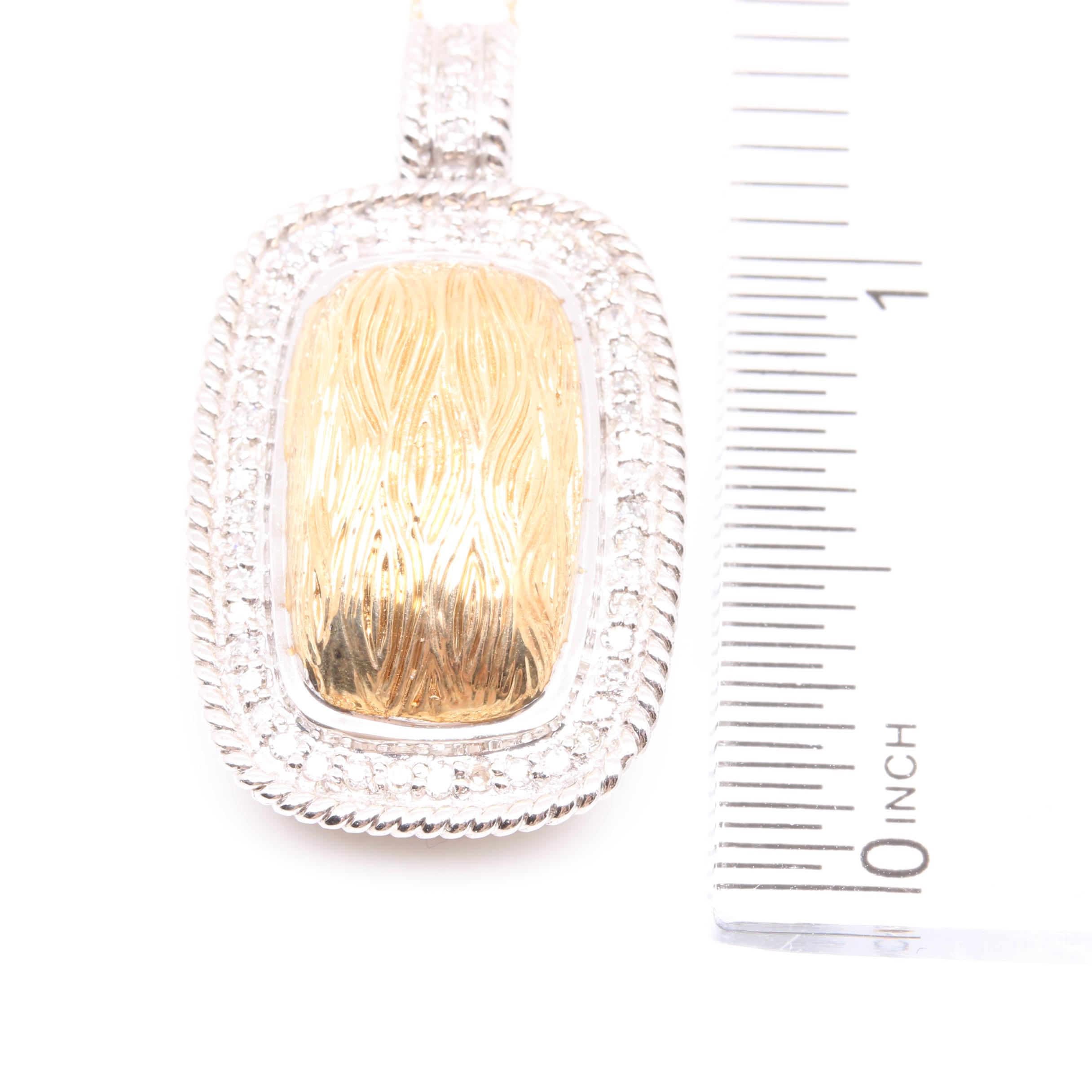 14K Yellow and White Gold Diamond Pendant Necklace