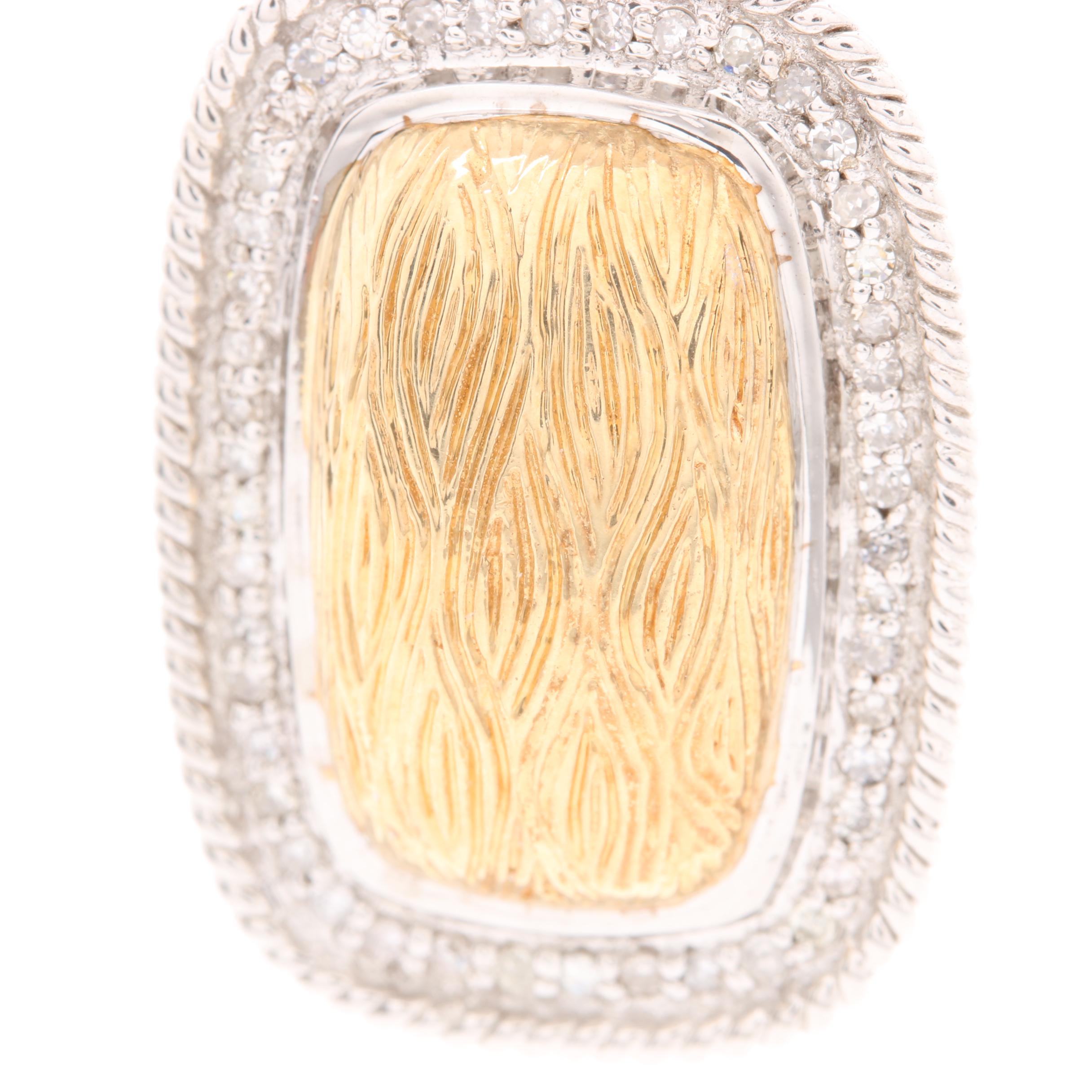 14K Yellow and White Gold Diamond Pendant Necklace