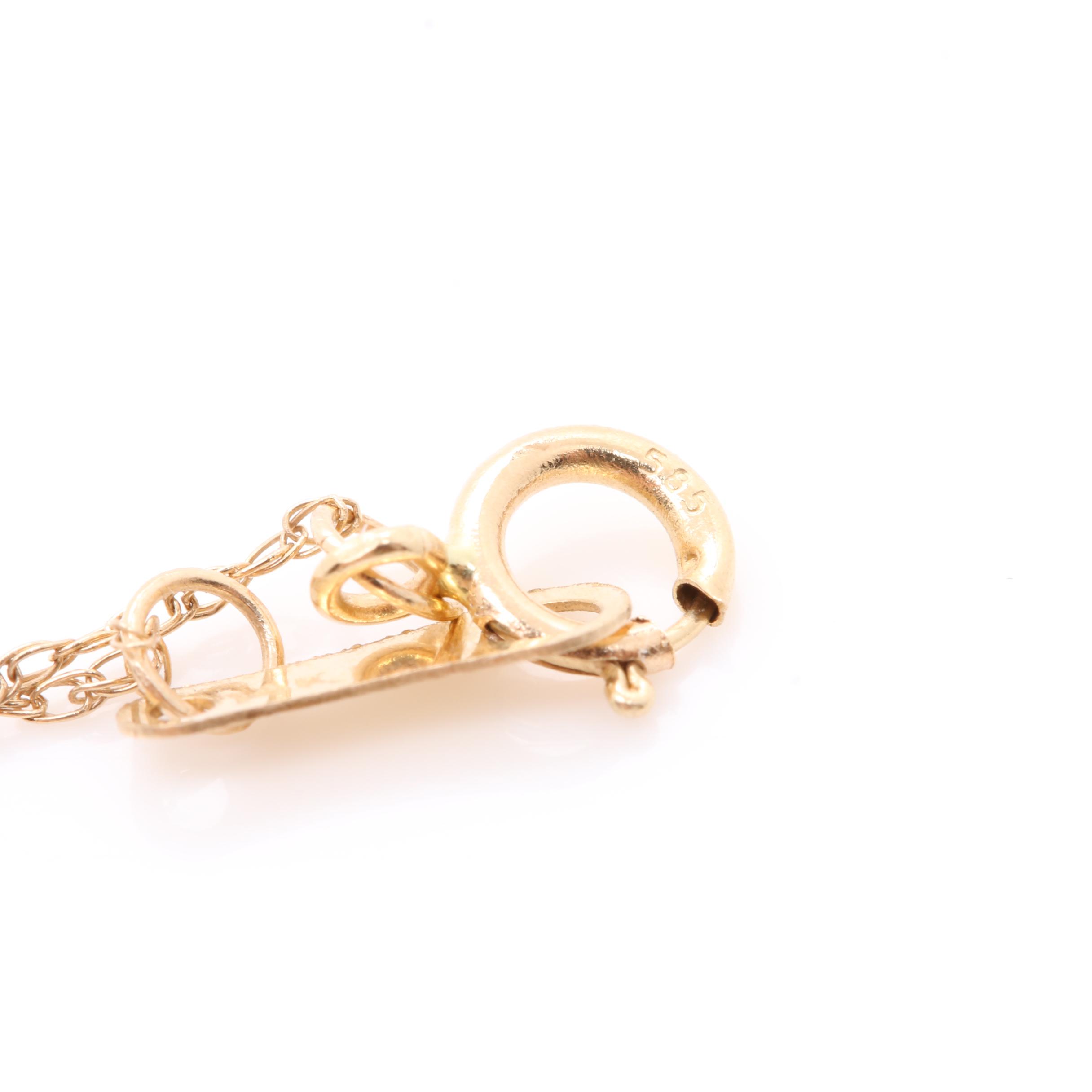 14K Yellow and White Gold Diamond Pendant Necklace