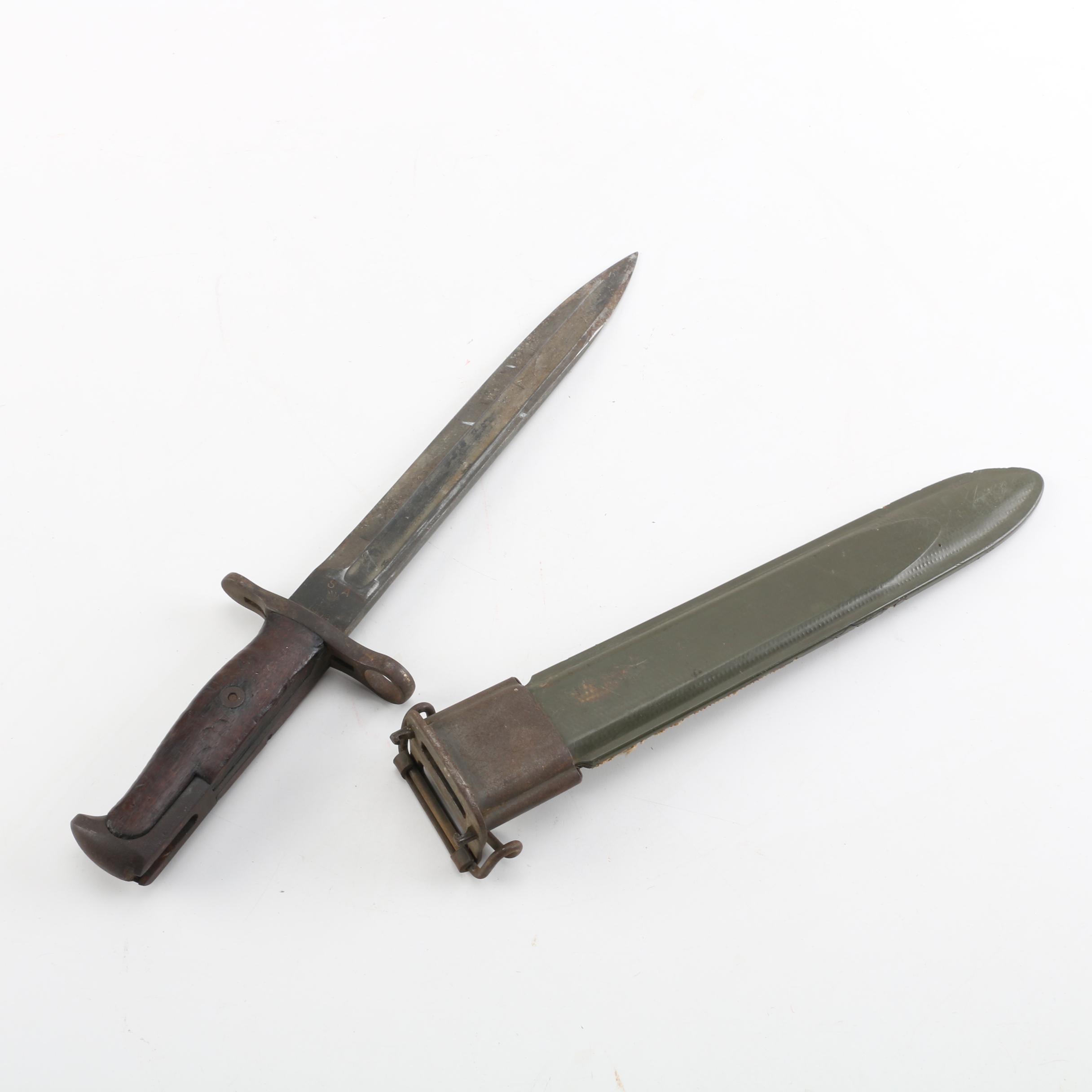 WWII US Army M1 Garand Bayonet with "Spear Cut"