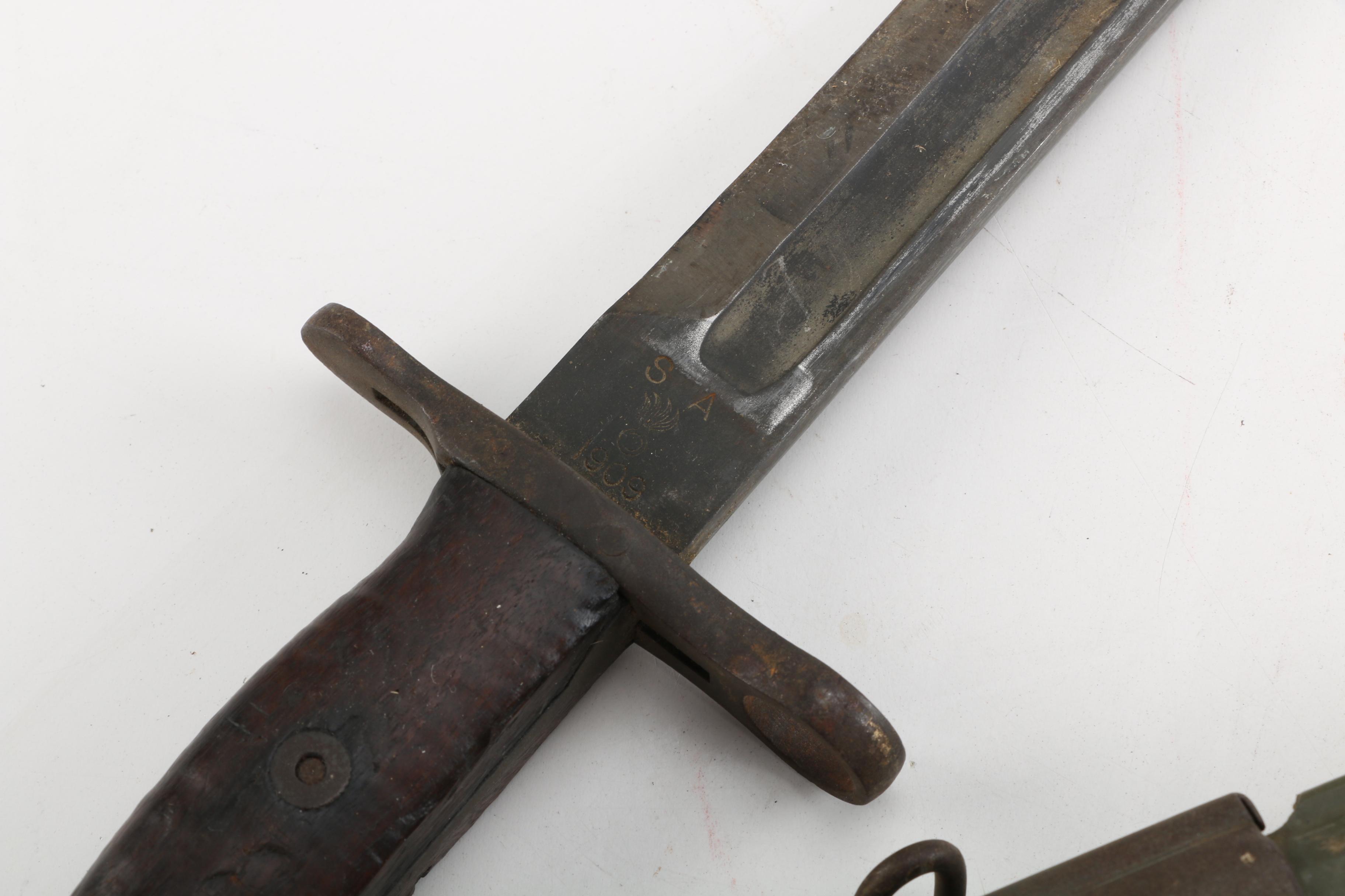 WWII US Army M1 Garand Bayonet with "Spear Cut"