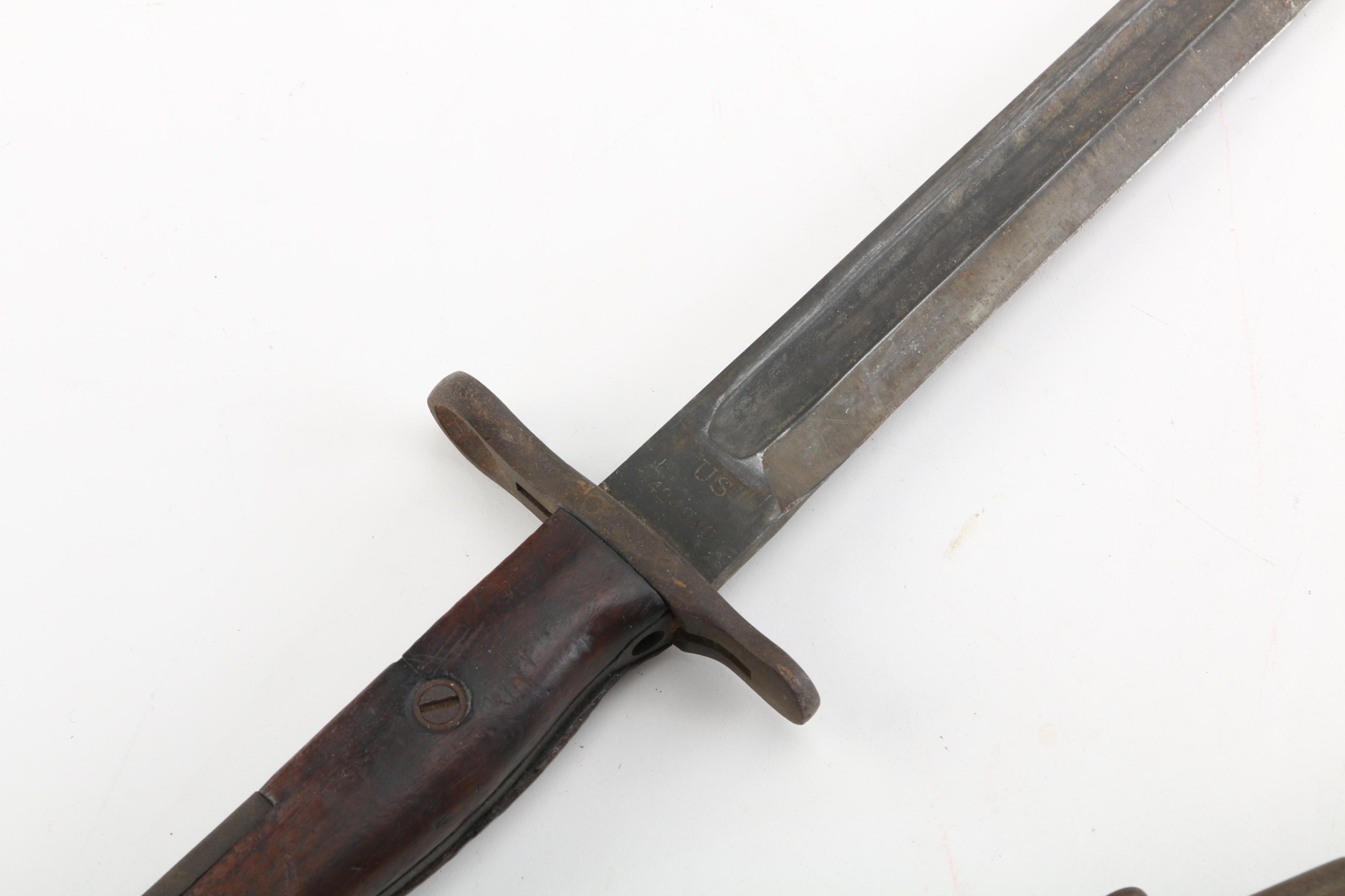 WWII US Army M1 Garand Bayonet with "Spear Cut"