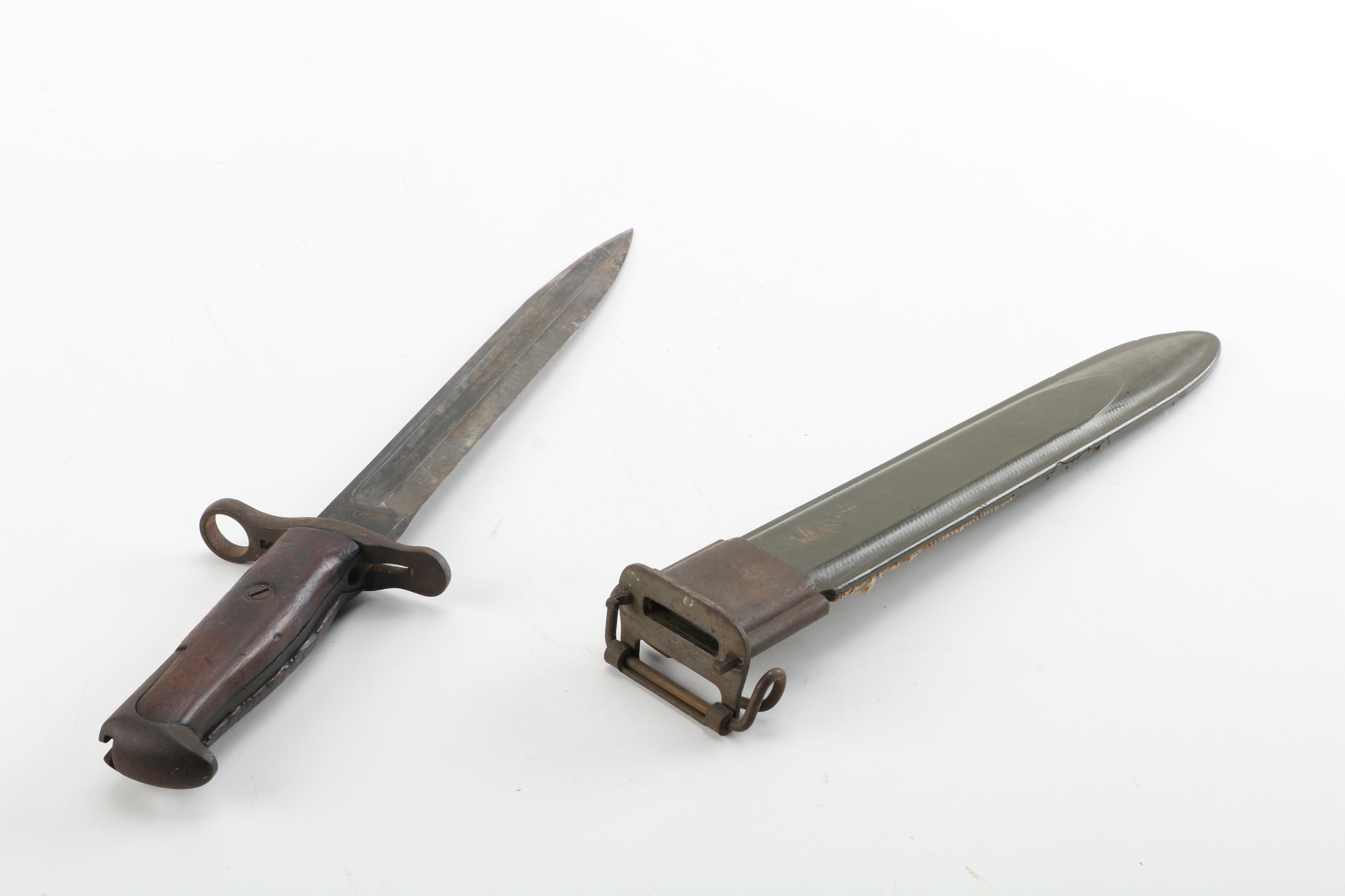 WWII US Army M1 Garand Bayonet with "Spear Cut"