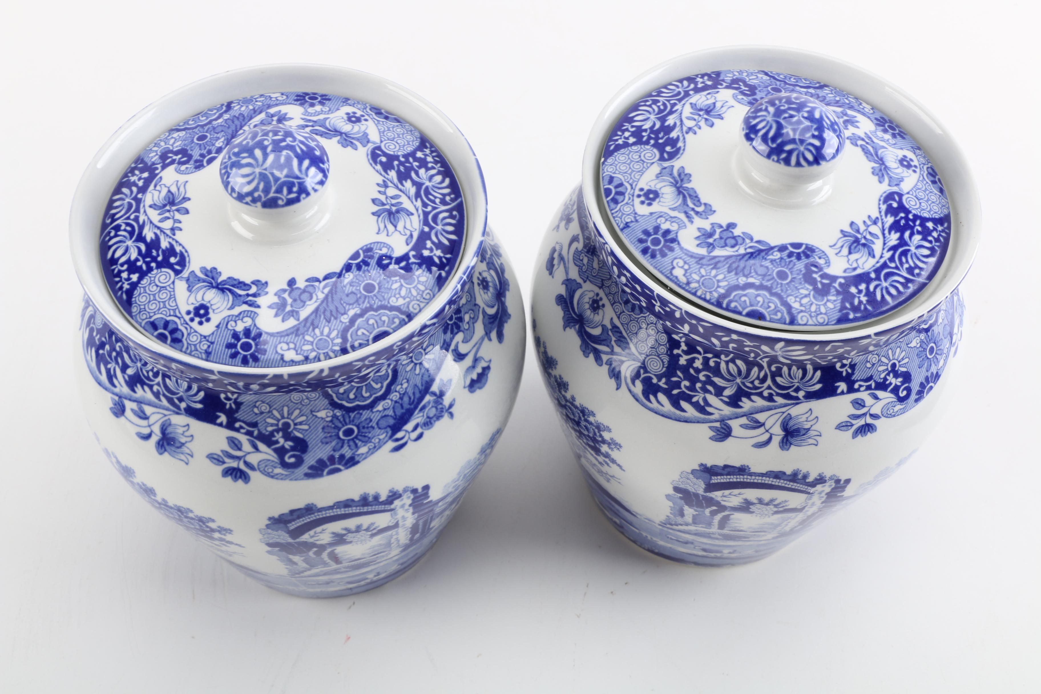Spode "Blue Italian" Ceramic Kitchen Canisters