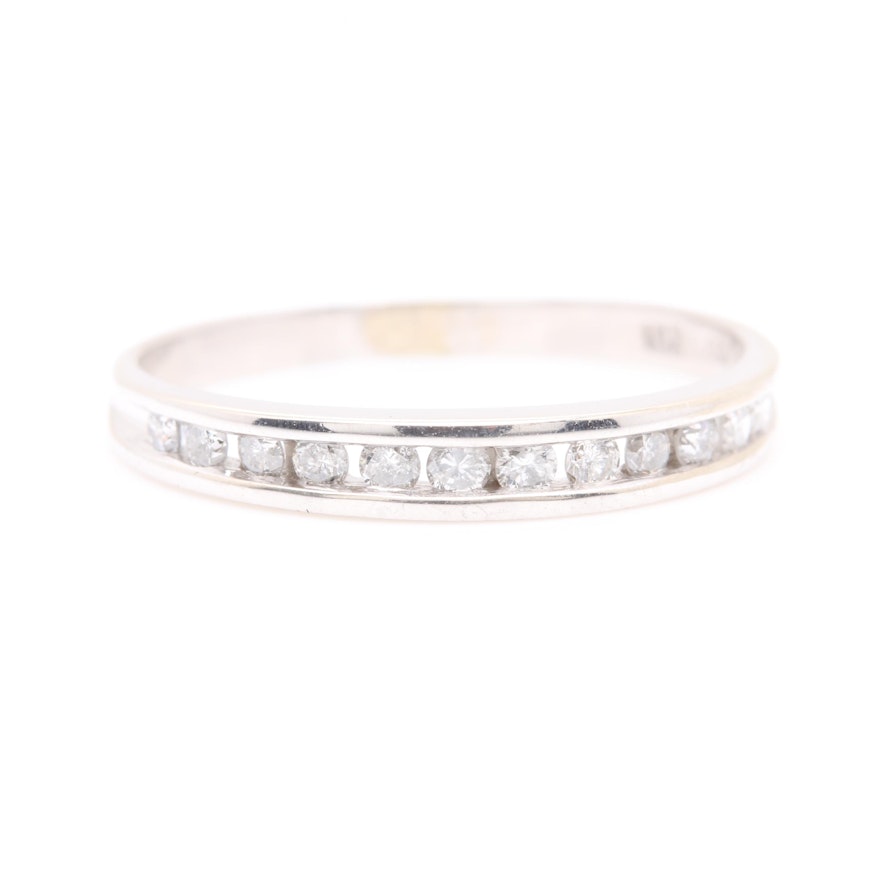10K White Gold Diamond Channel Ring Band