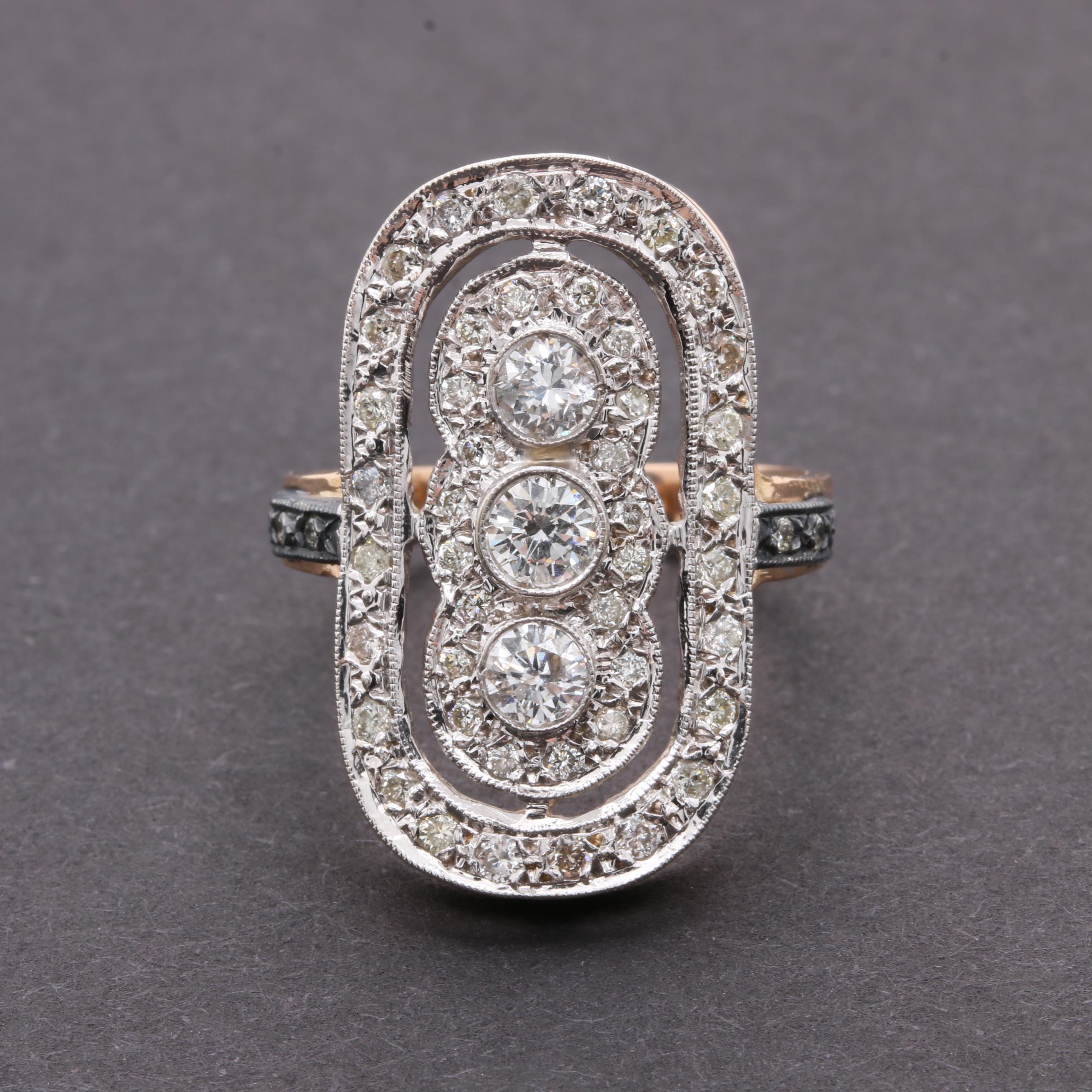 14K Yellow Gold 1.27 CTW Diamond Ring with 800 Silver Accents