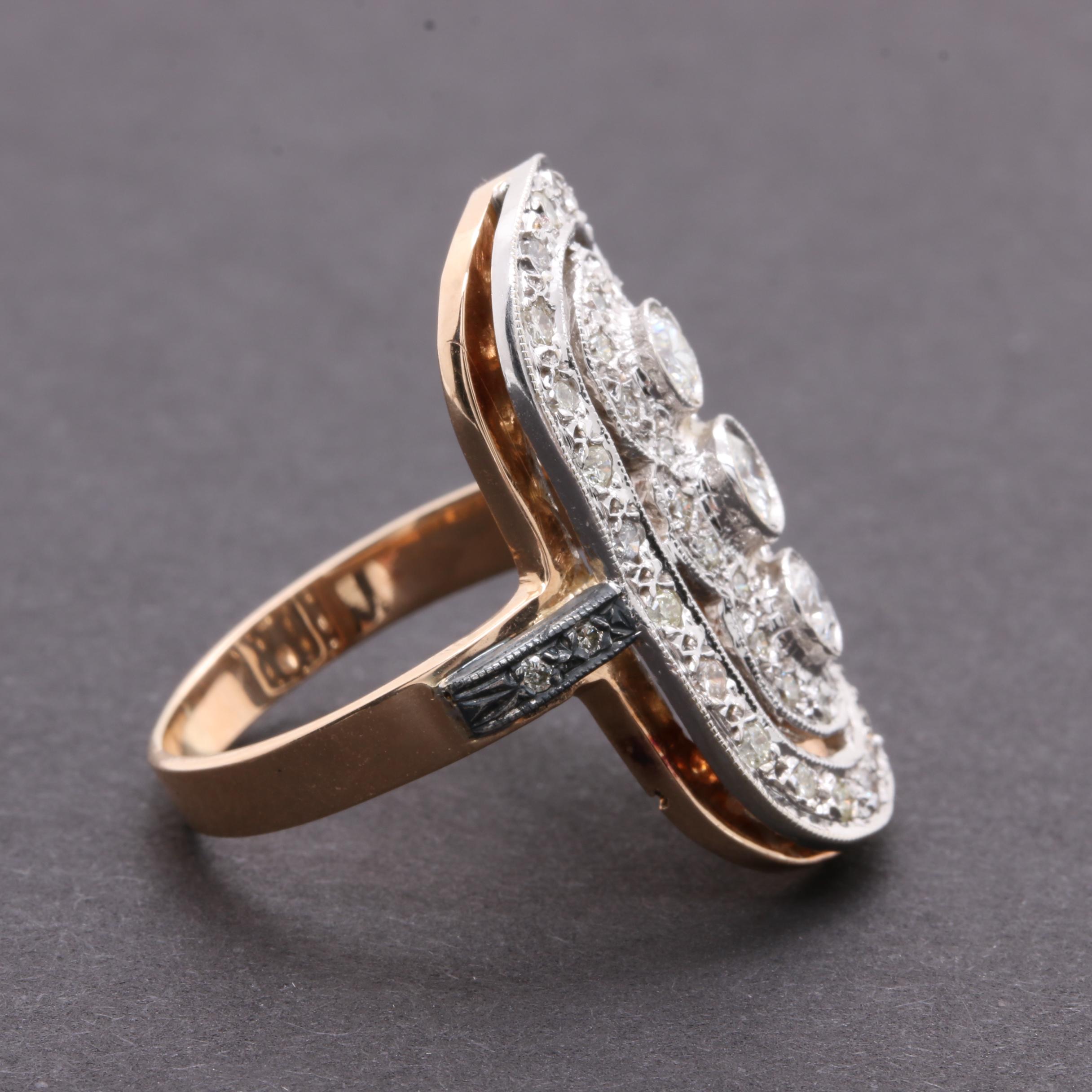 14K Yellow Gold 1.27 CTW Diamond Ring with 800 Silver Accents