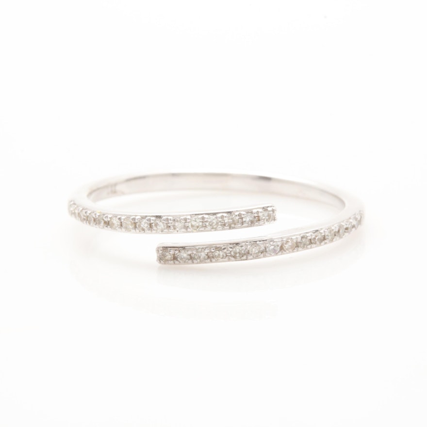 14K White Gold Diamond Bypass Band