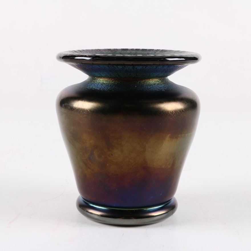 Poschinger Iridescent Amethyst Onion Skin Art Glass Vase