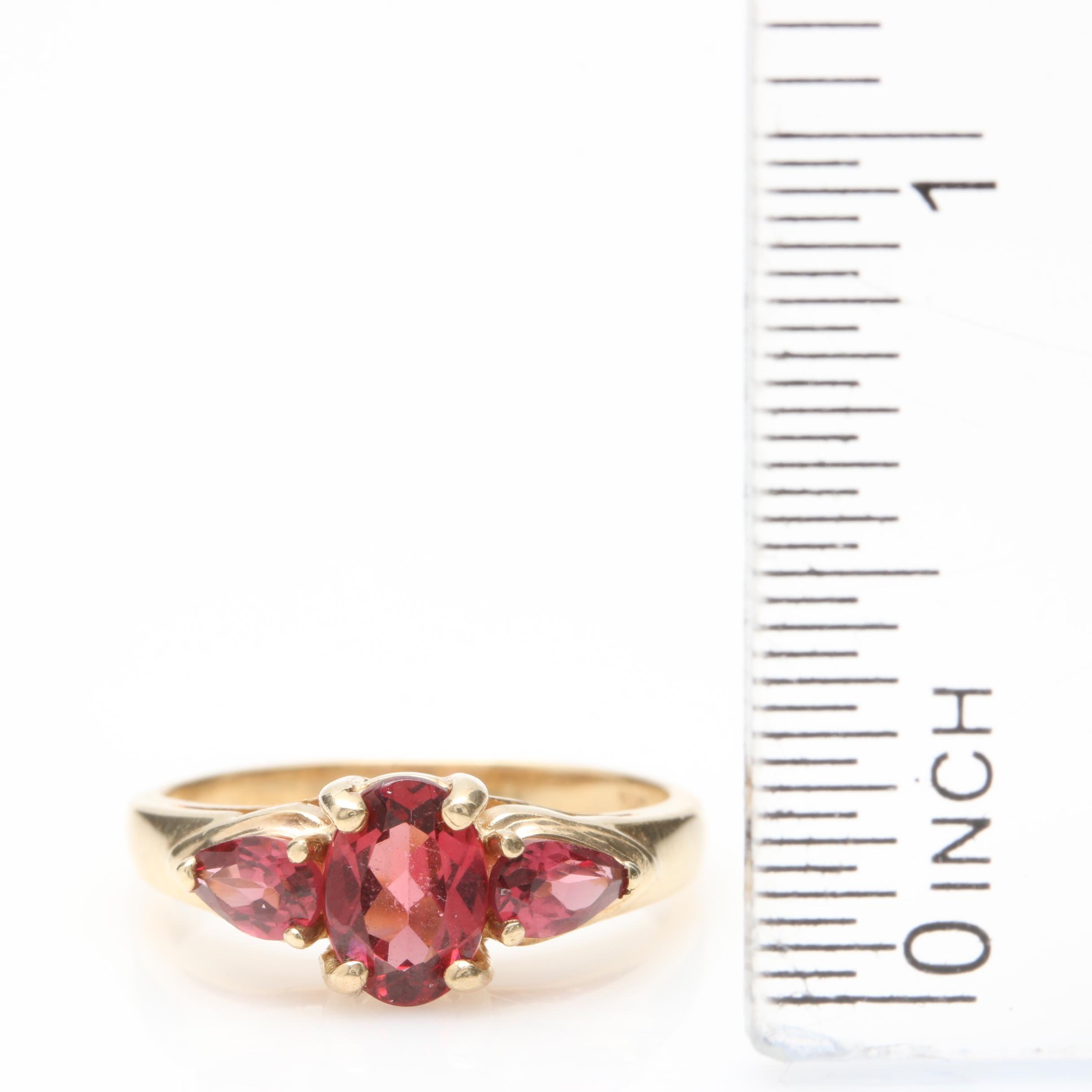10K Yellow Gold Rhodolite Garnet Ring