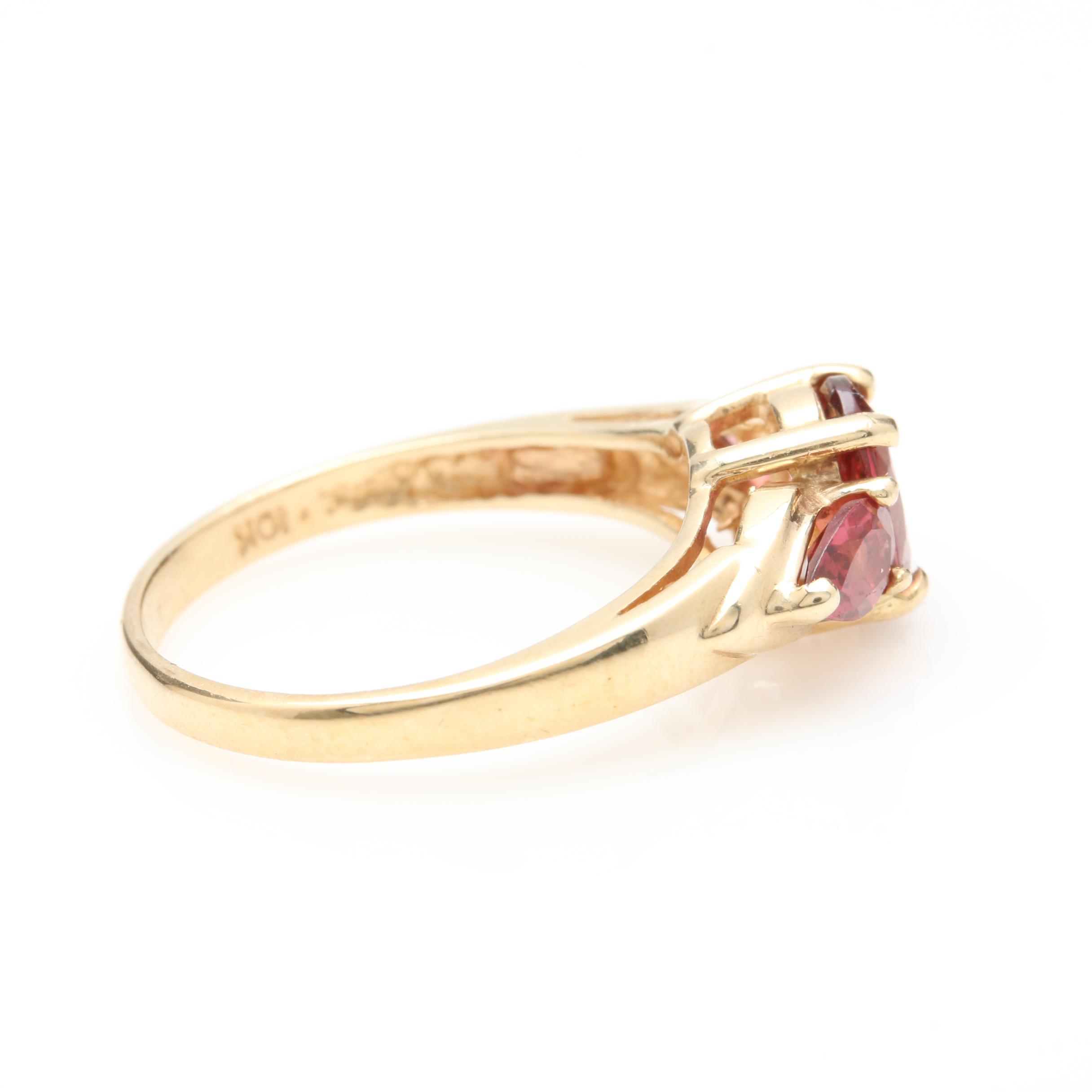 10K Yellow Gold Rhodolite Garnet Ring
