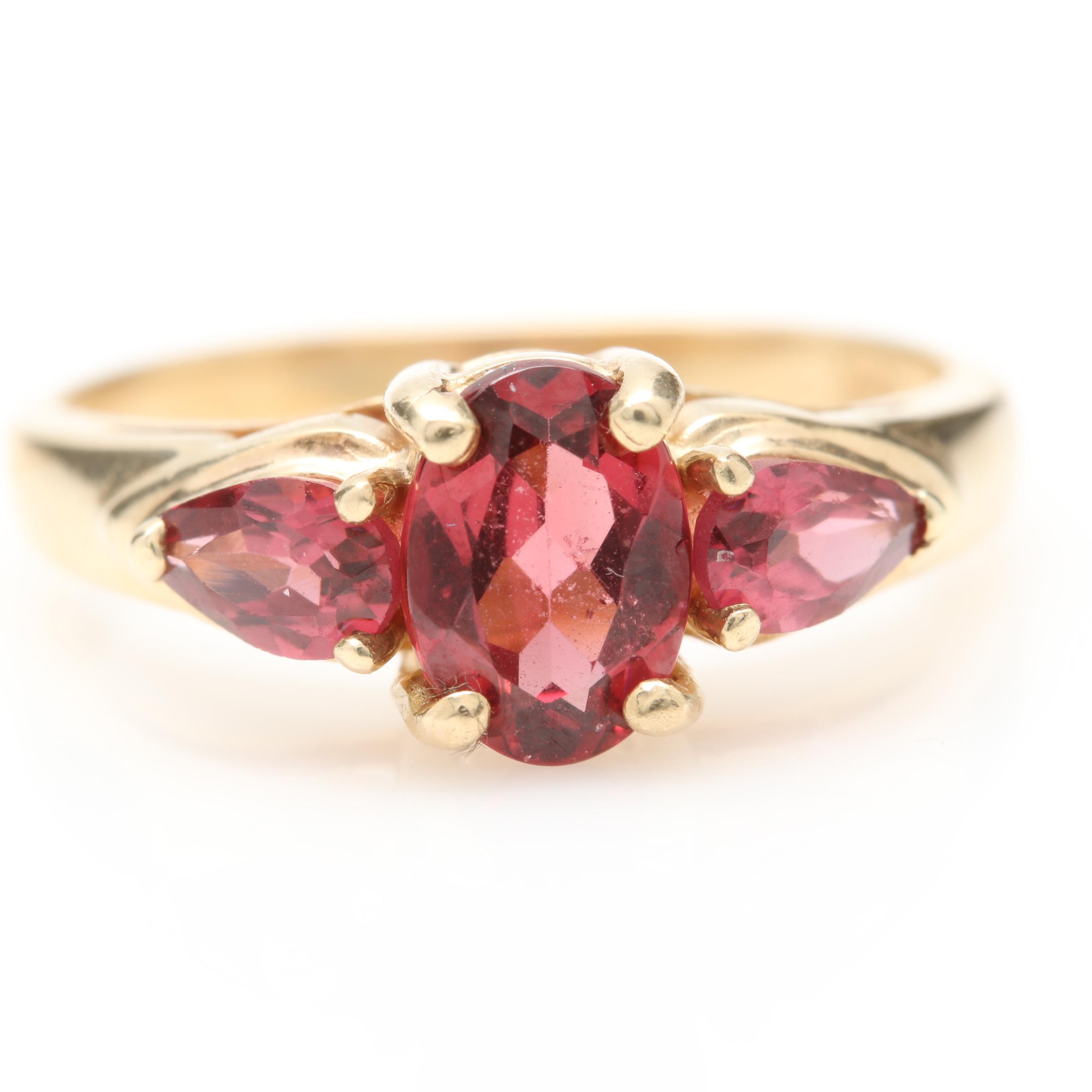 10K Yellow Gold Rhodolite Garnet Ring