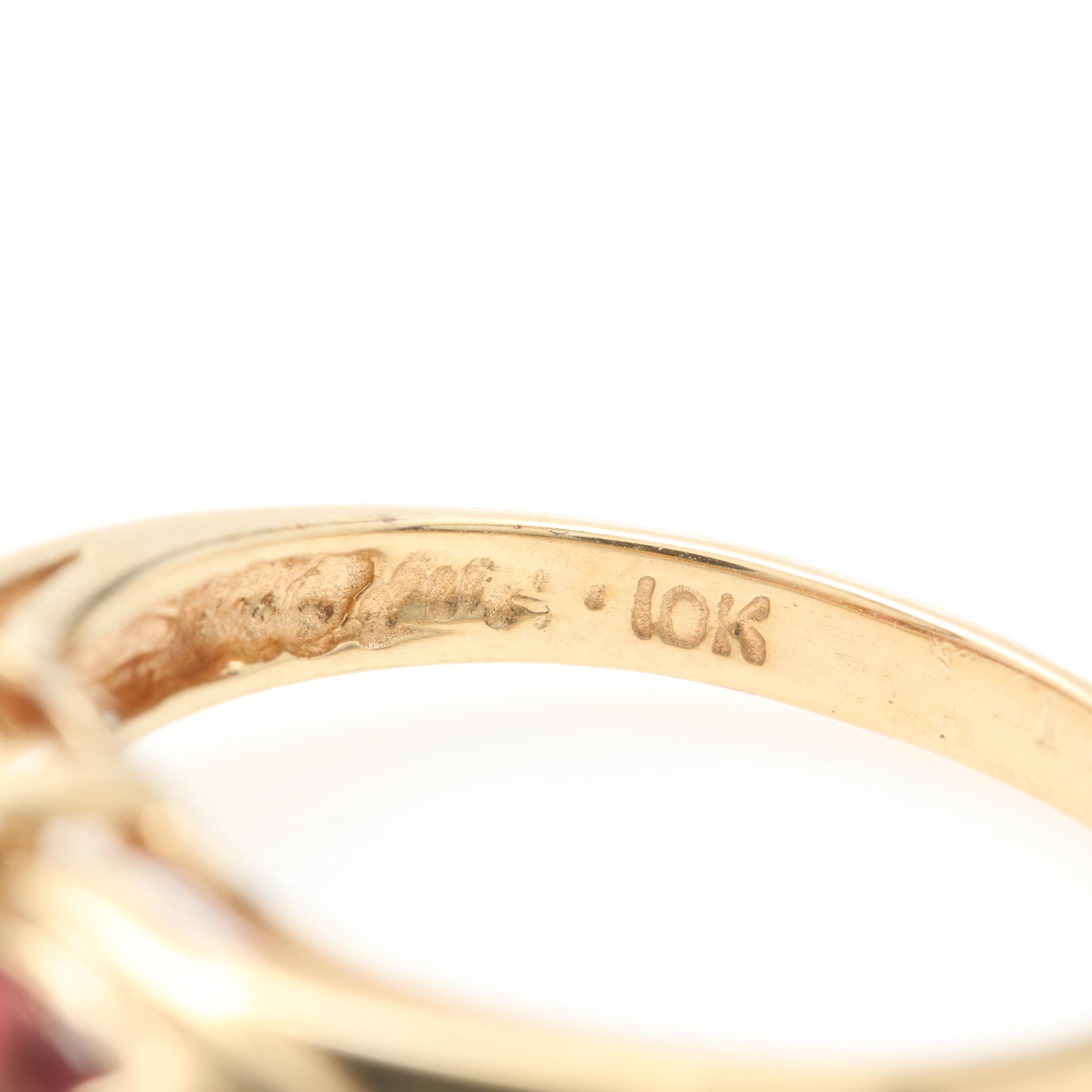 10K Yellow Gold Rhodolite Garnet Ring