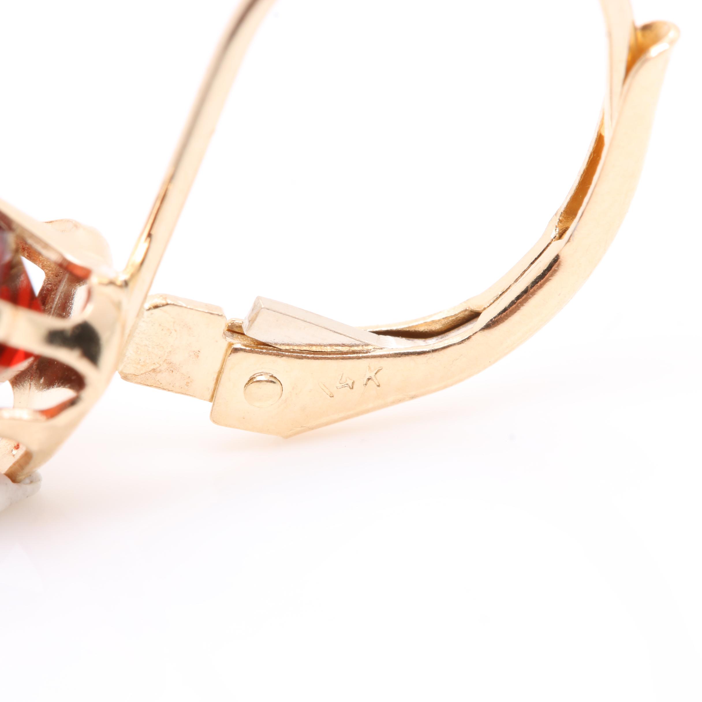 14K Yellow Gold Garnet, Synthetic Spinel and Synthetic Emerald Earrings