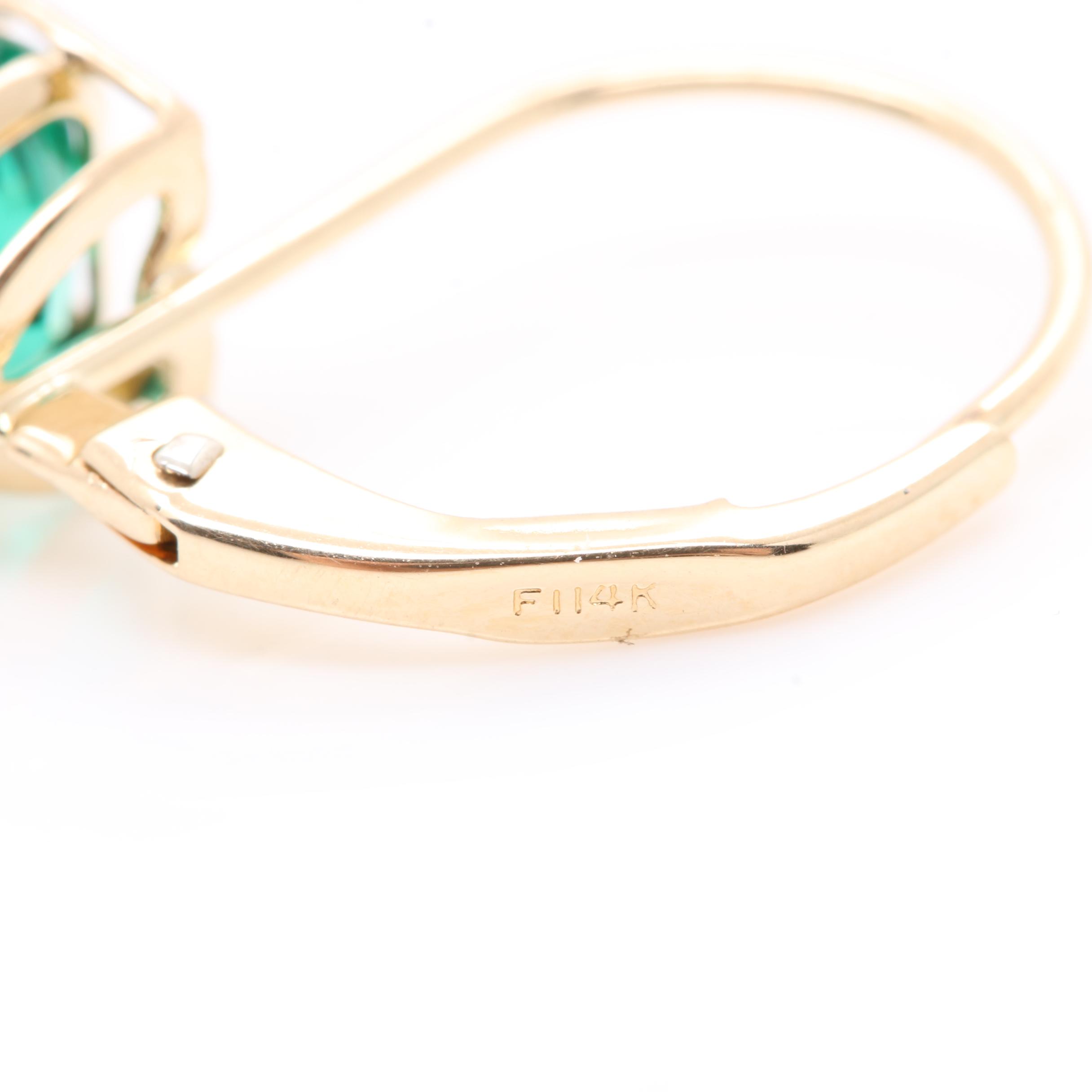 14K Yellow Gold Garnet, Synthetic Spinel and Synthetic Emerald Earrings