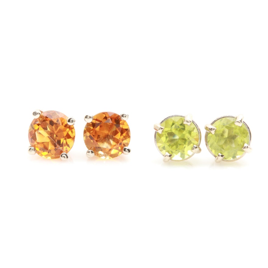 14K Yellow Gold Citrine and Peridot Earrings