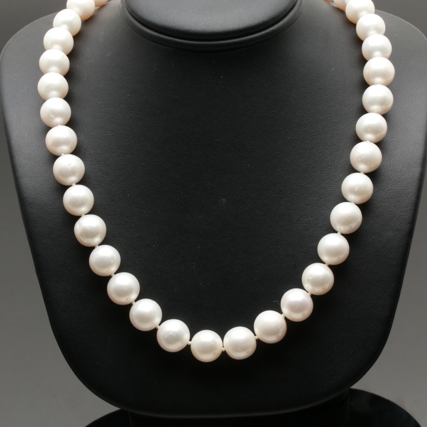 10K and 14K Yellow Gold Cultured Pearl Necklace