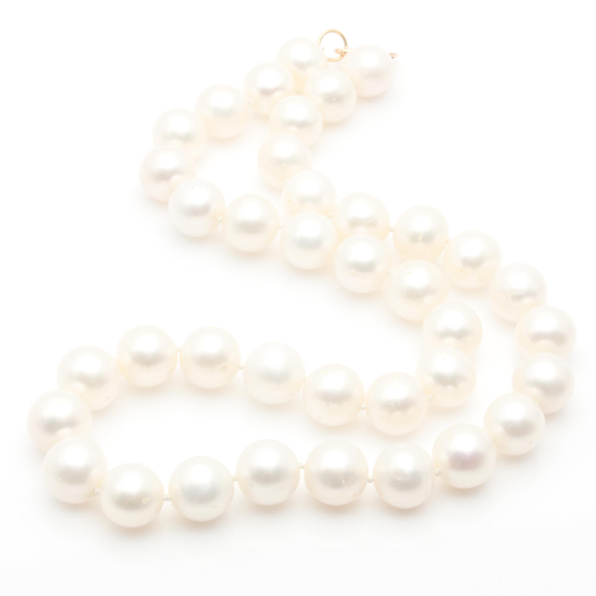 10K and 14K Yellow Gold Cultured Pearl Necklace