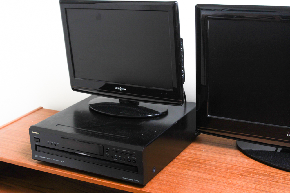 19" and 26" Insignia Flat Screen Televisions and Onkyo CD Changer