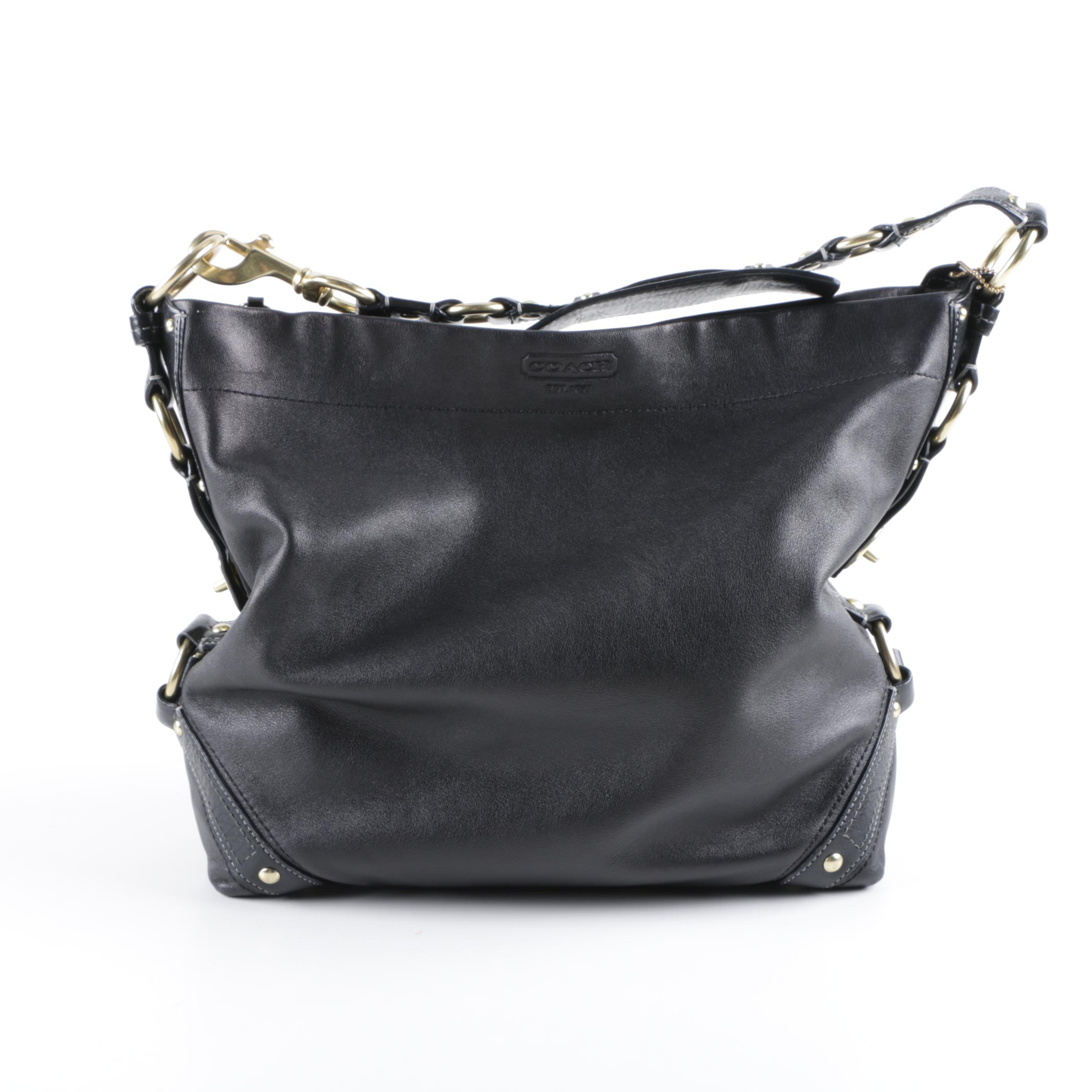 Coach Carly Black Leather Hobo Bag