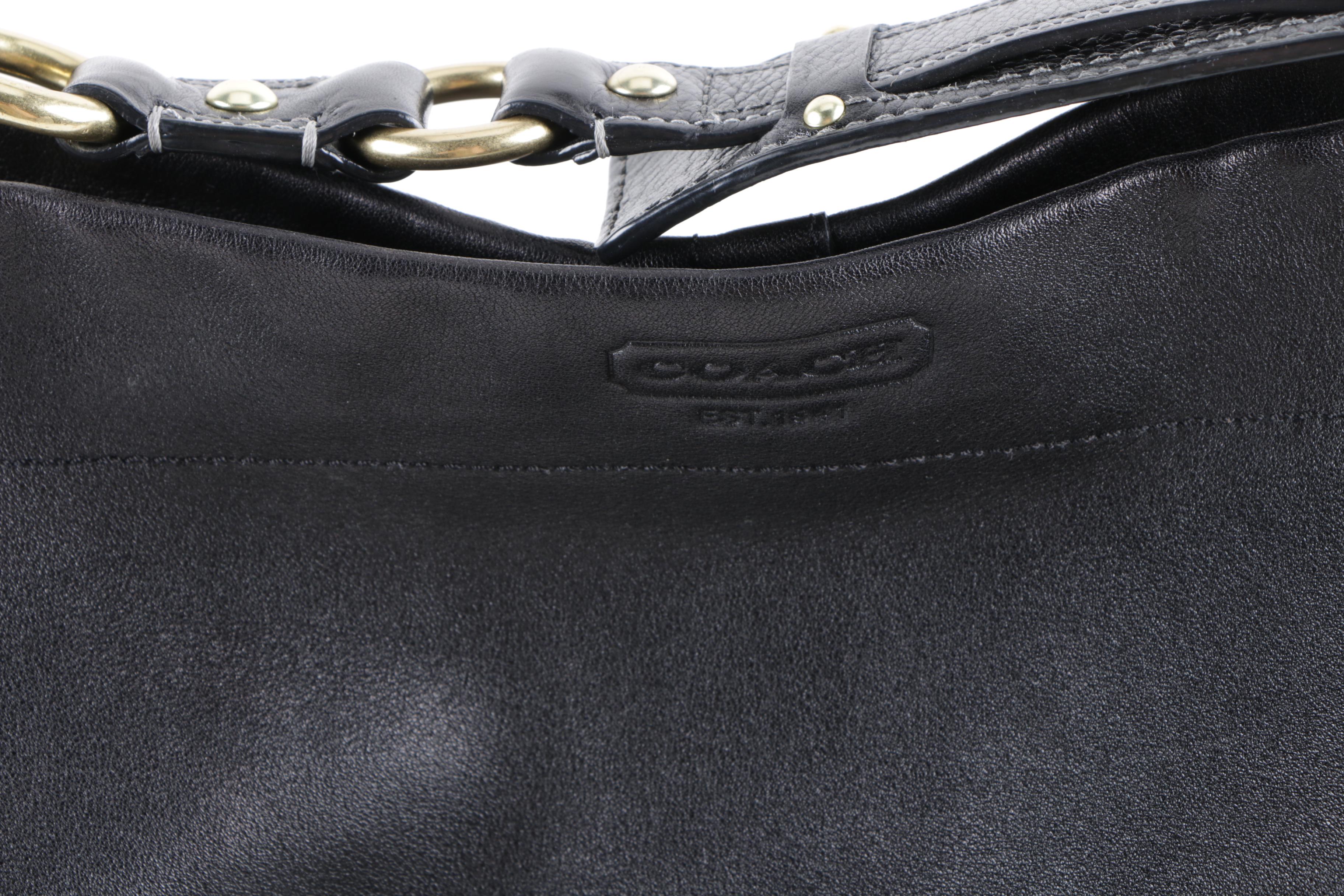 Coach Carly Black Leather Hobo Bag