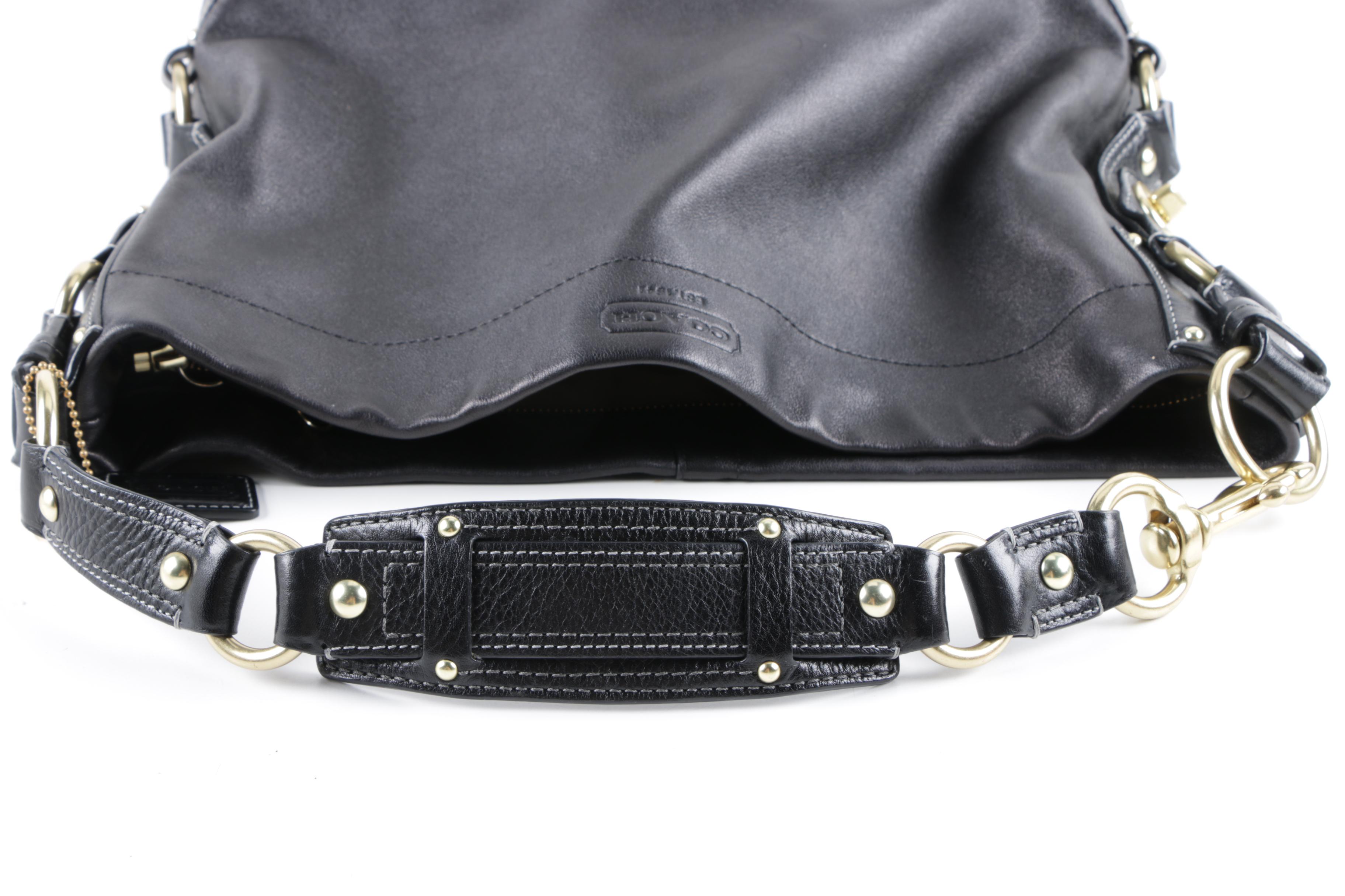 Coach Carly Black Leather Hobo Bag