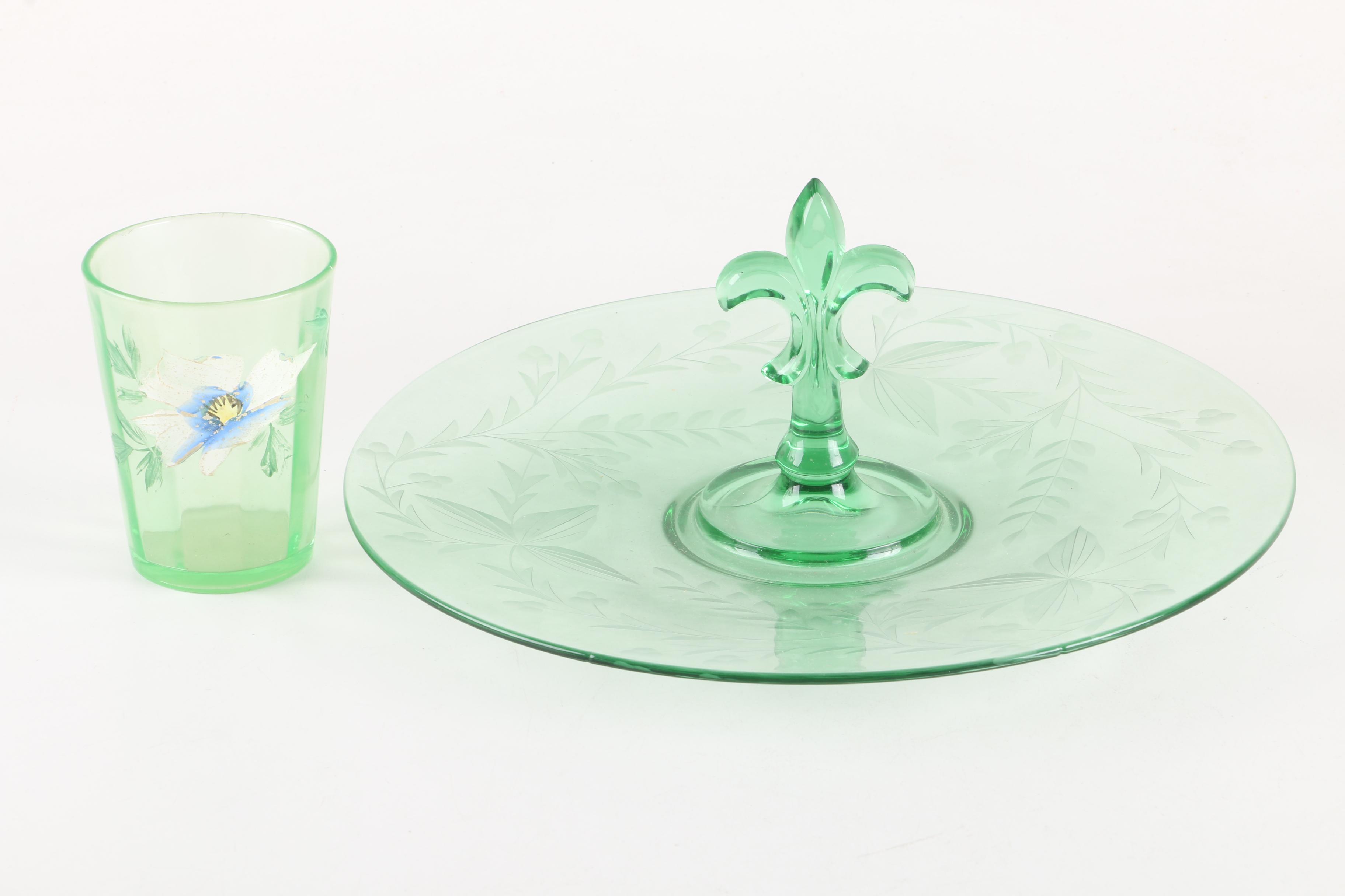 Depression and Etched Glass Serveware and Plates