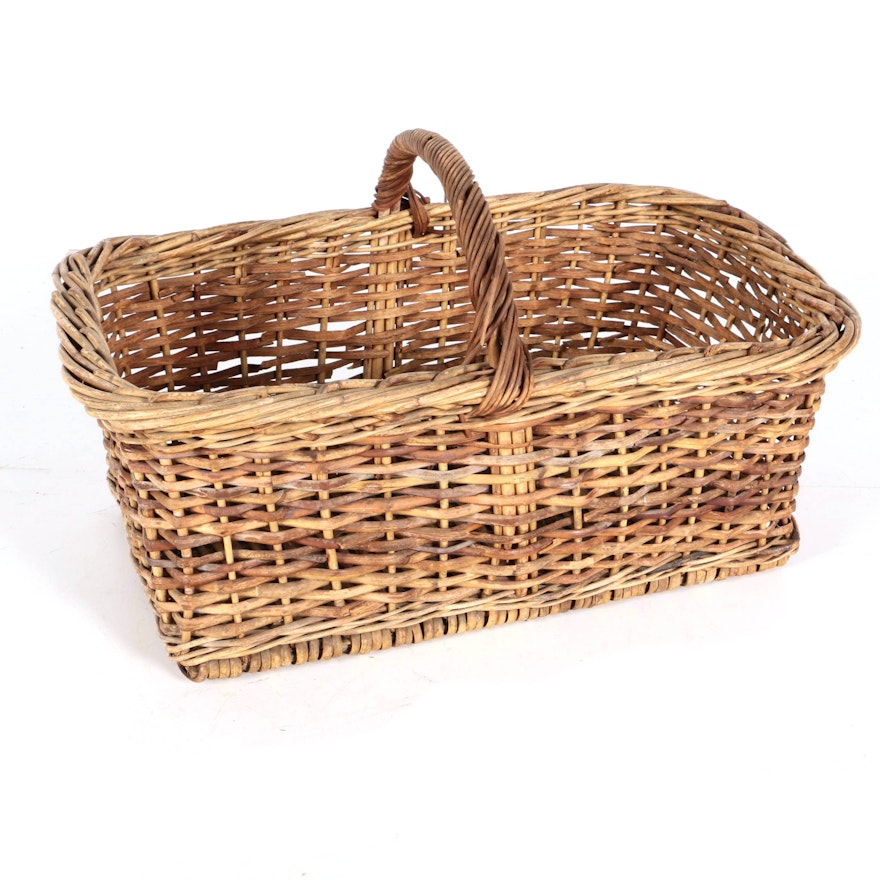 Woven Wicker Basket with Handle
