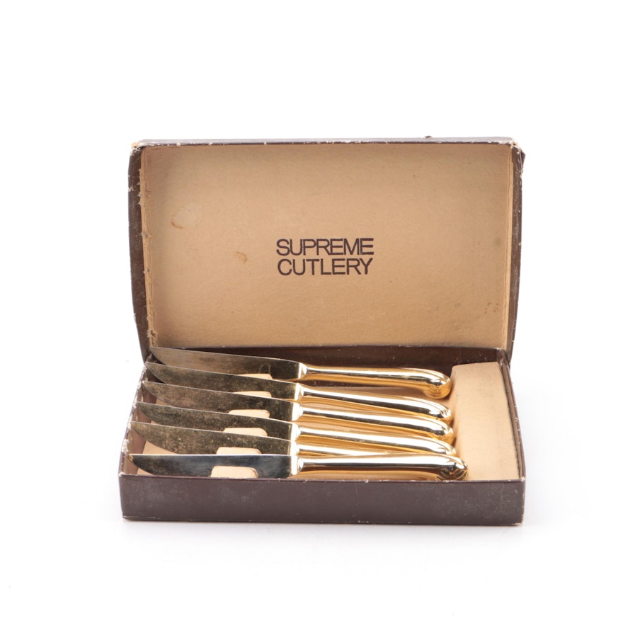 Towle Supreme Cutlery "Onslow" Gold Plated Dinner Knife Set