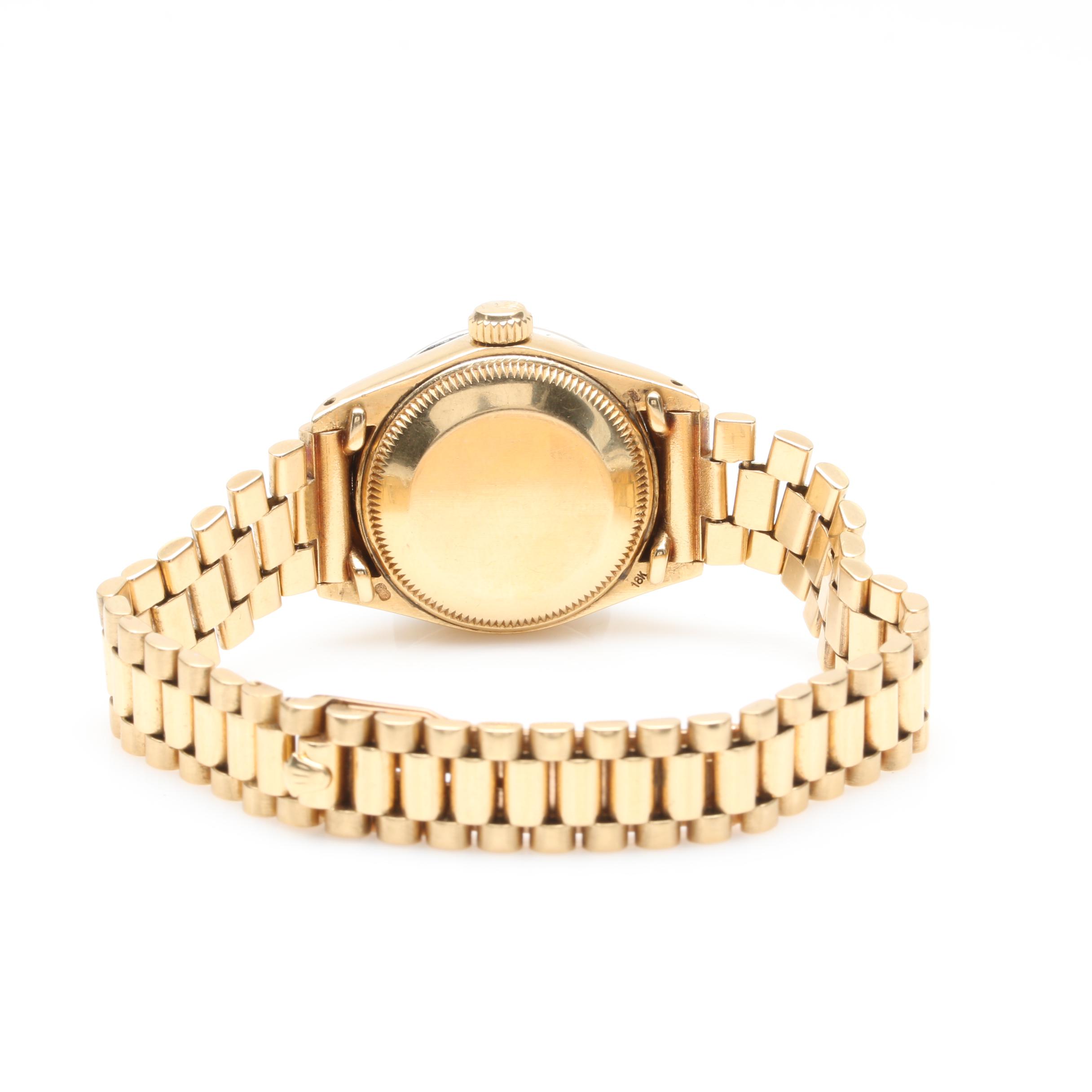 Vintage Rolex Oyster Perpetual Datejust 18K Yellow Gold Diamond Watch