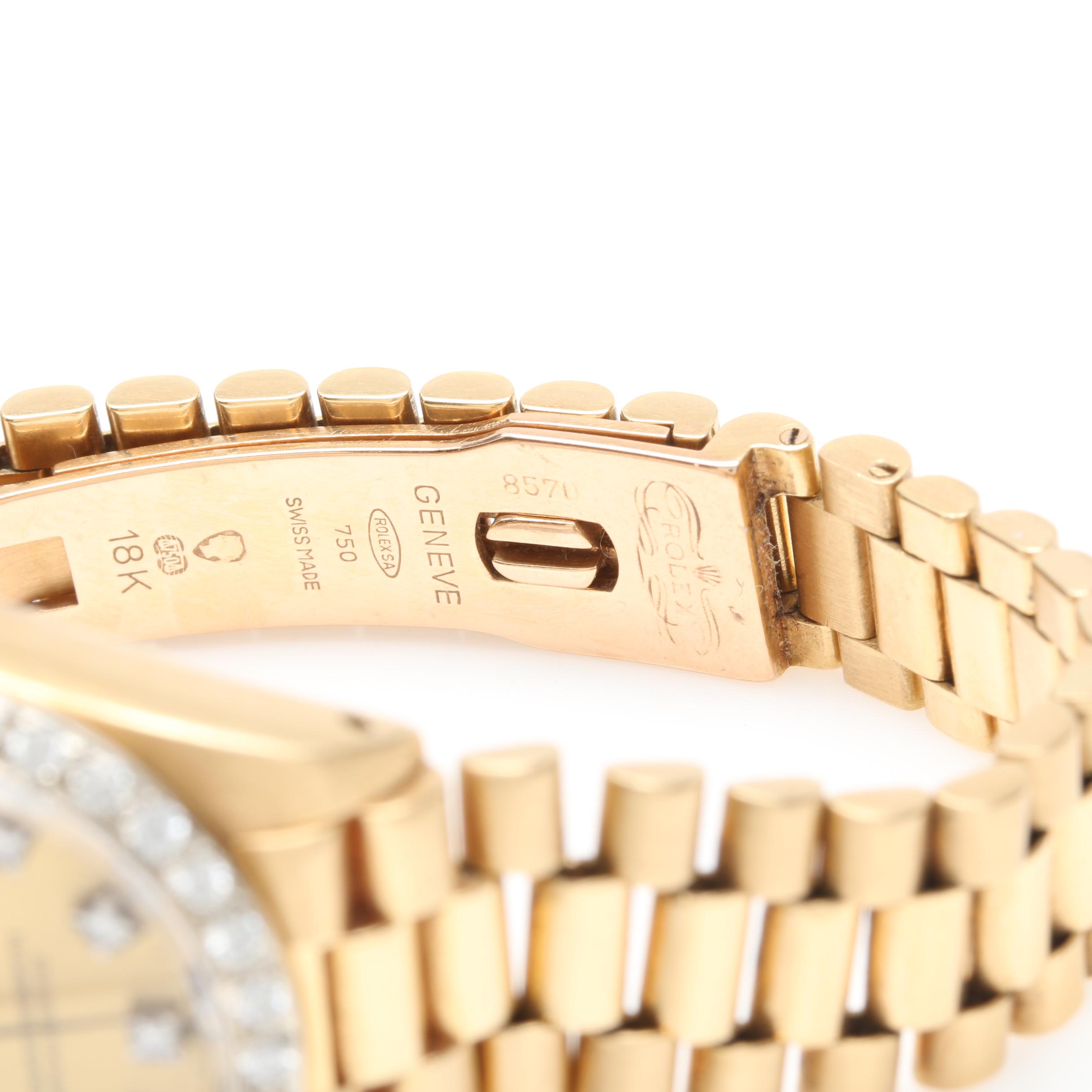 Vintage Rolex Oyster Perpetual Datejust 18K Yellow Gold Diamond Watch