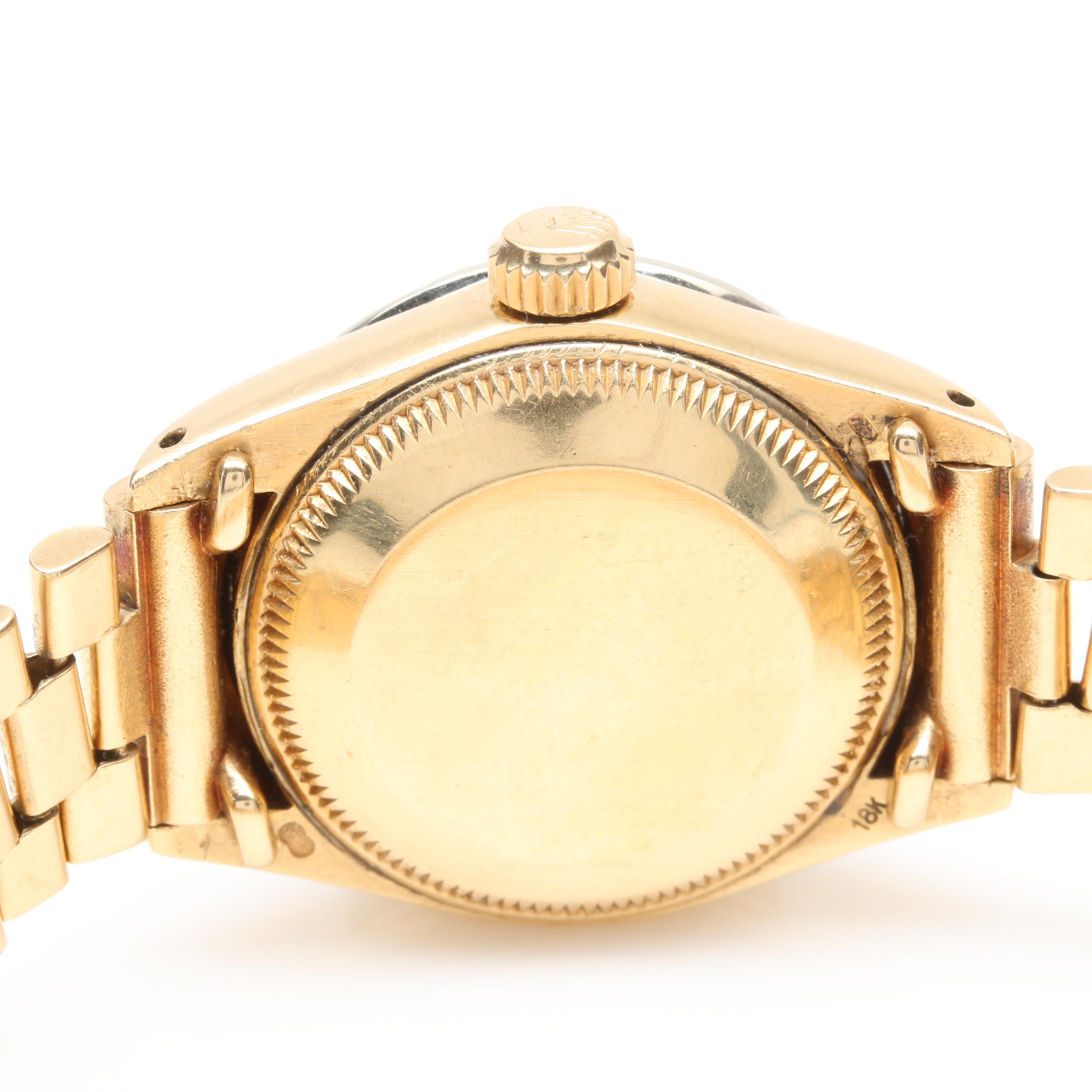 Vintage Rolex Oyster Perpetual Datejust 18K Yellow Gold Diamond Watch