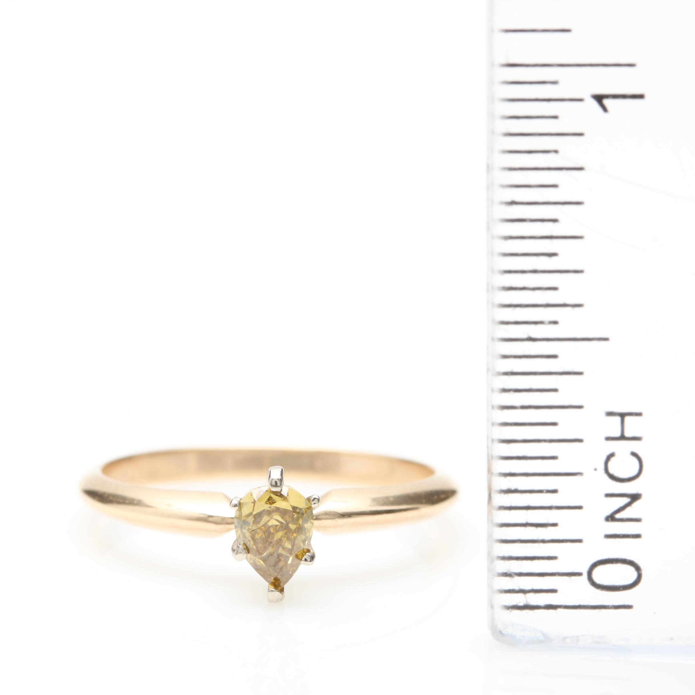 14K Yellow Gold Diamond Solitaire Ring