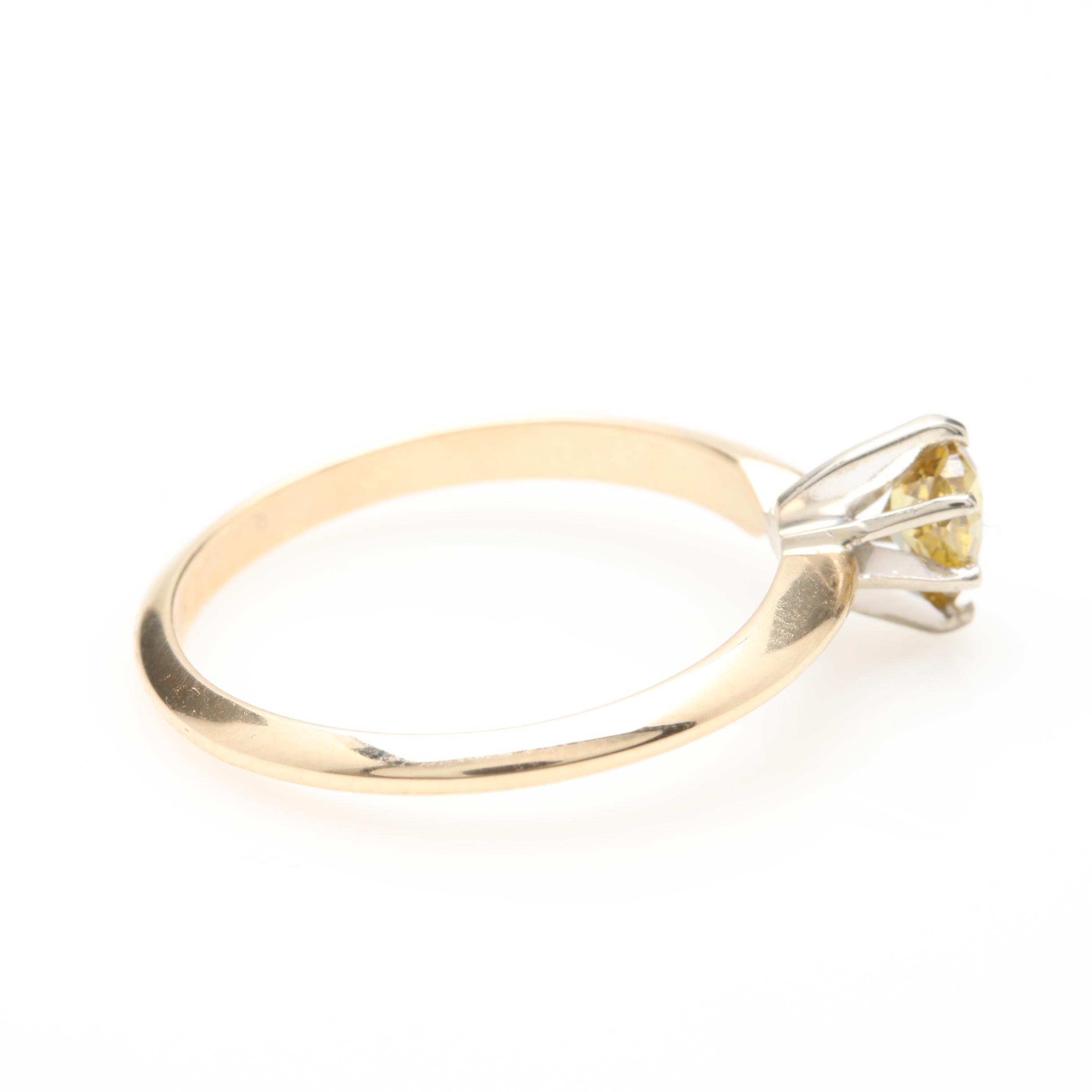 14K Yellow Gold Diamond Solitaire Ring