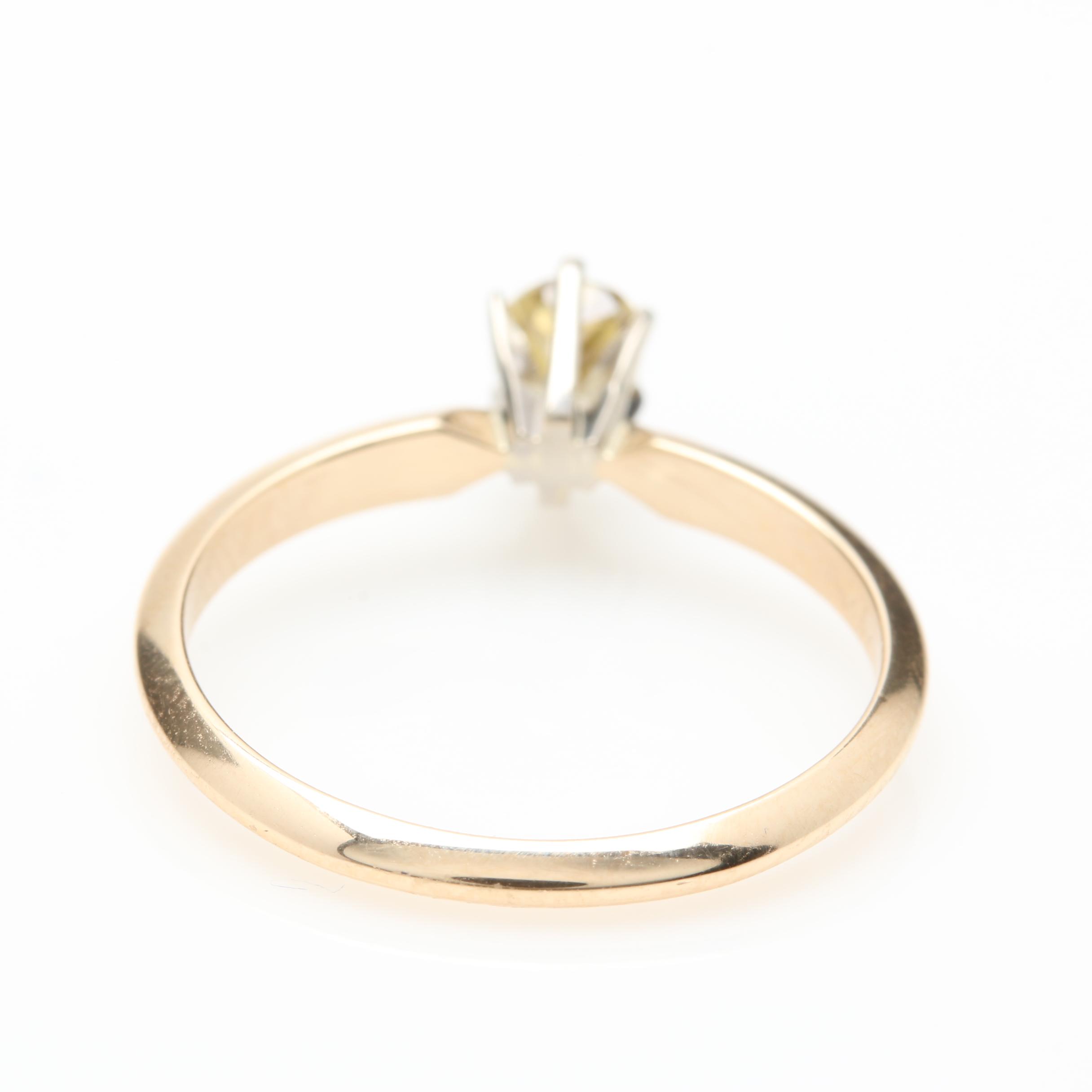 14K Yellow Gold Diamond Solitaire Ring