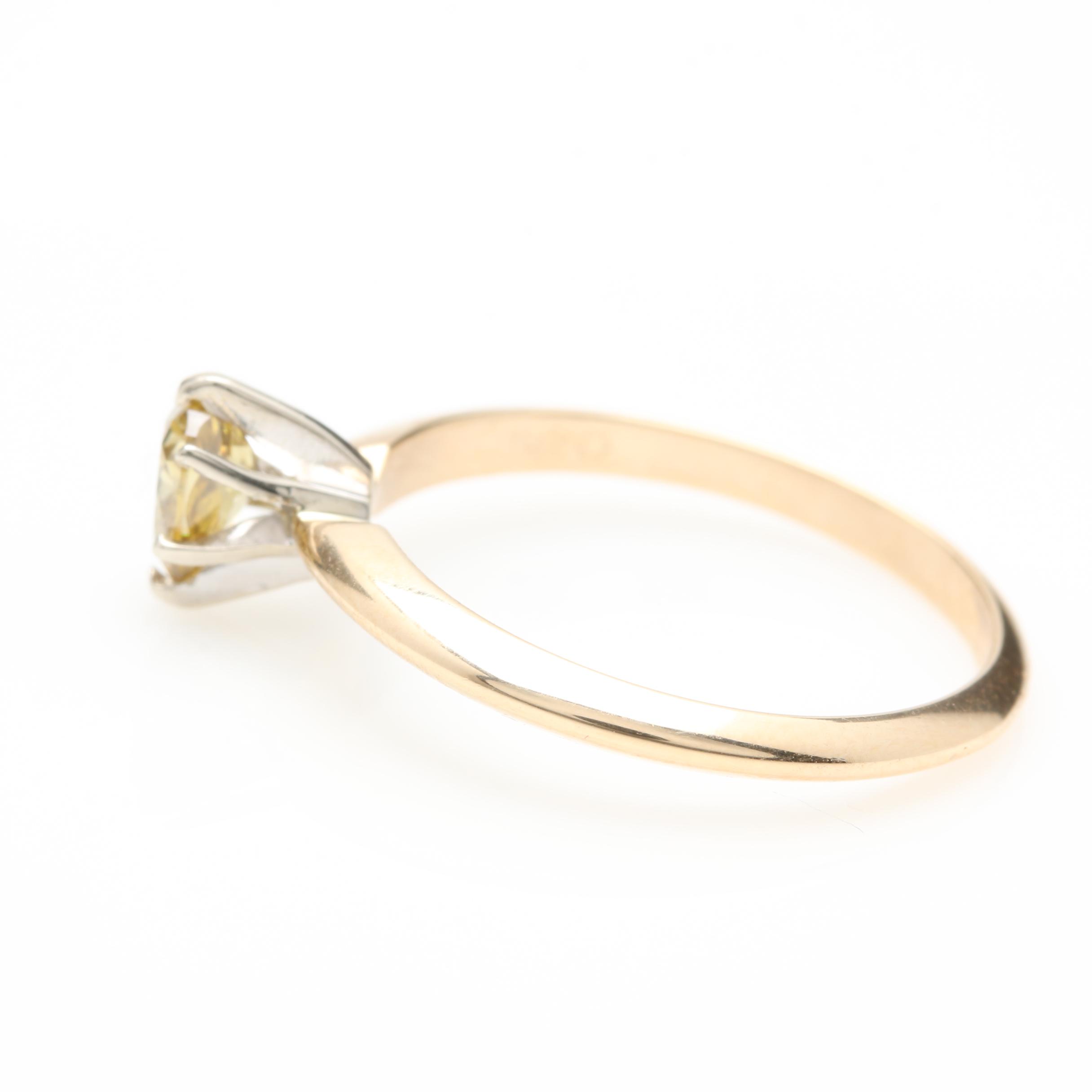 14K Yellow Gold Diamond Solitaire Ring