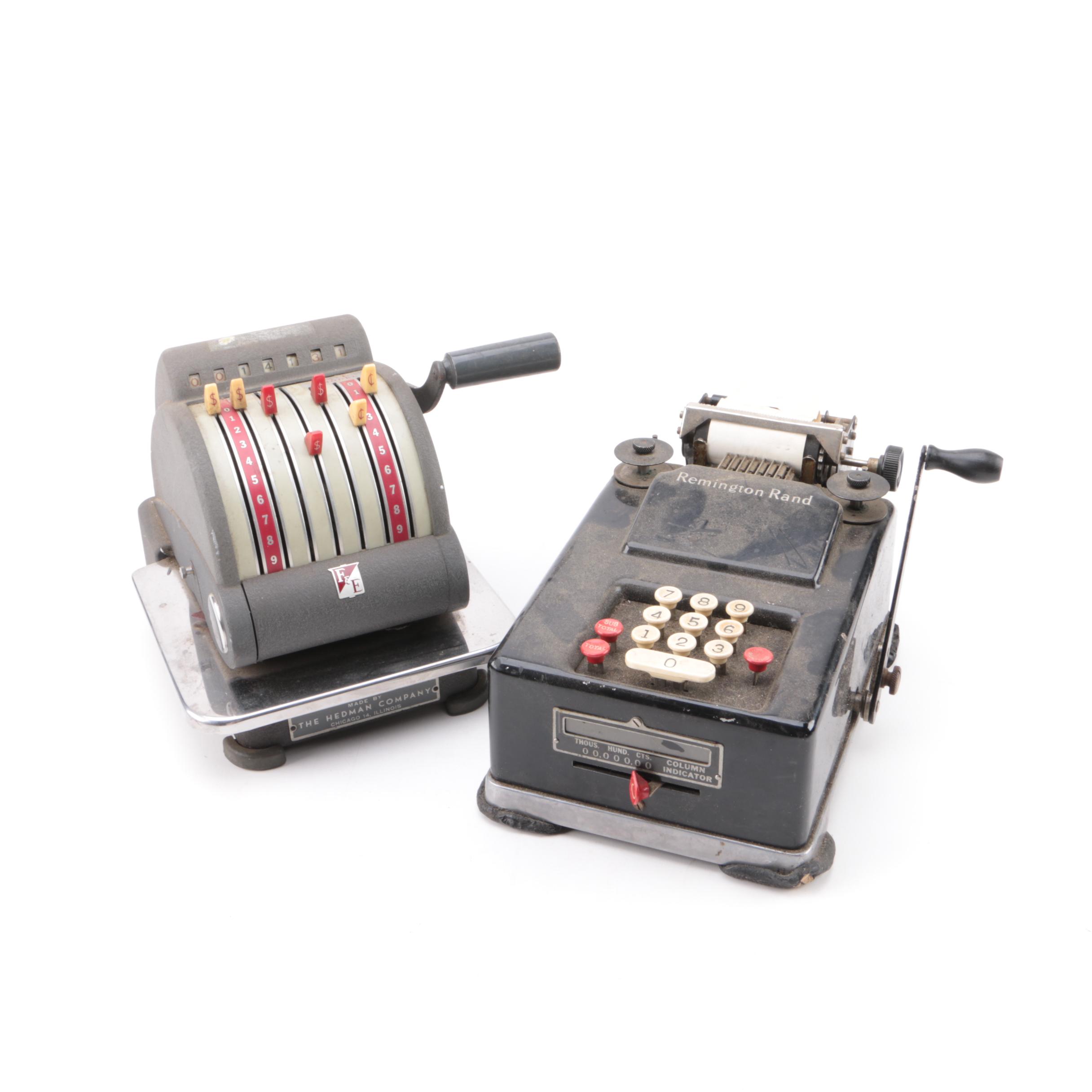 Hedman Check Protector and Remington Rand Adding Machine