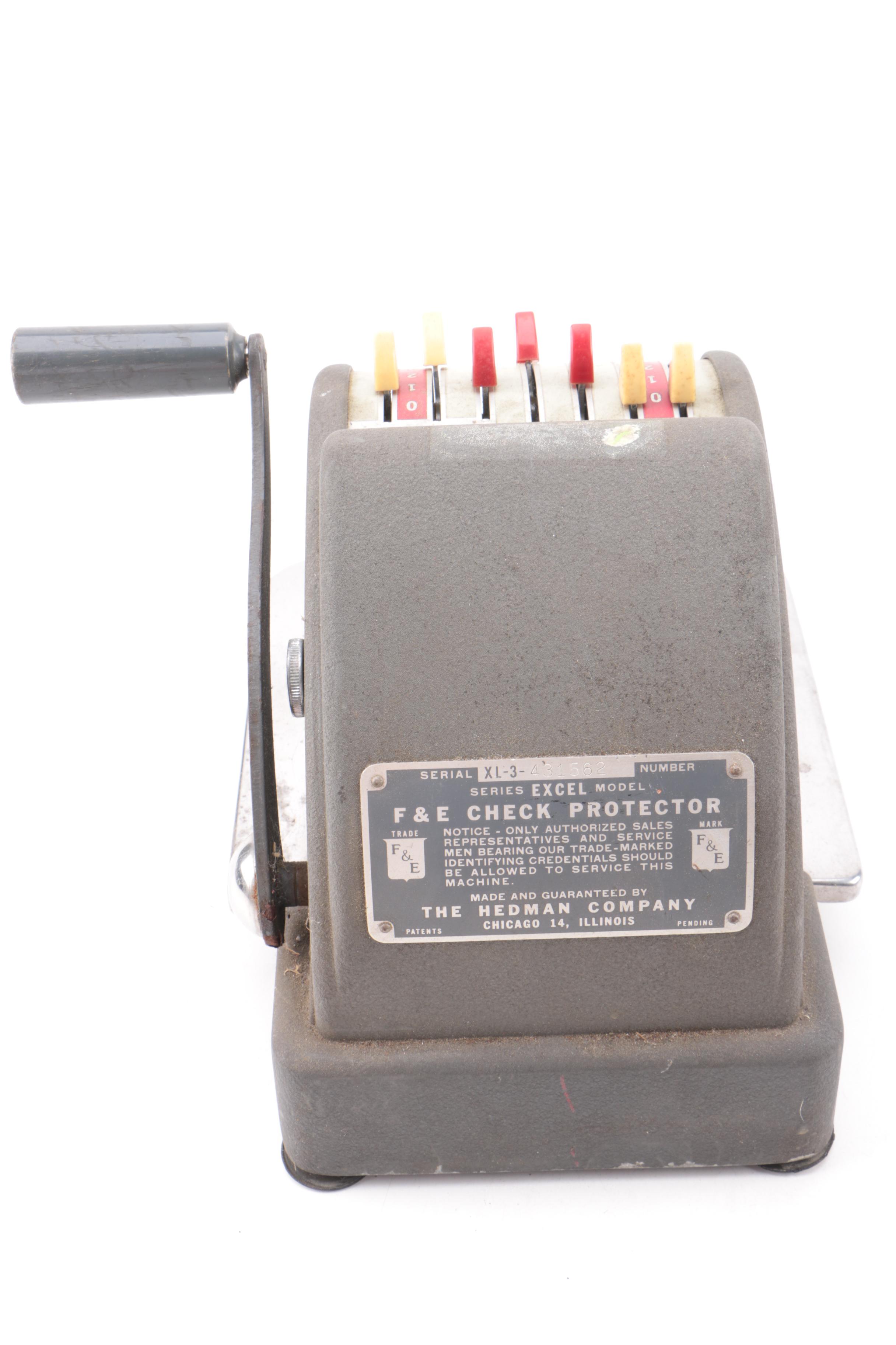 Hedman Check Protector and Remington Rand Adding Machine