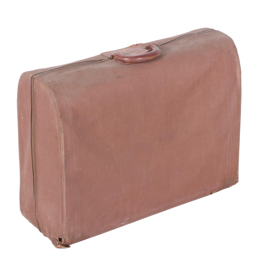 Vintage GB Stylite Leather Suitcase with Zippered Cover