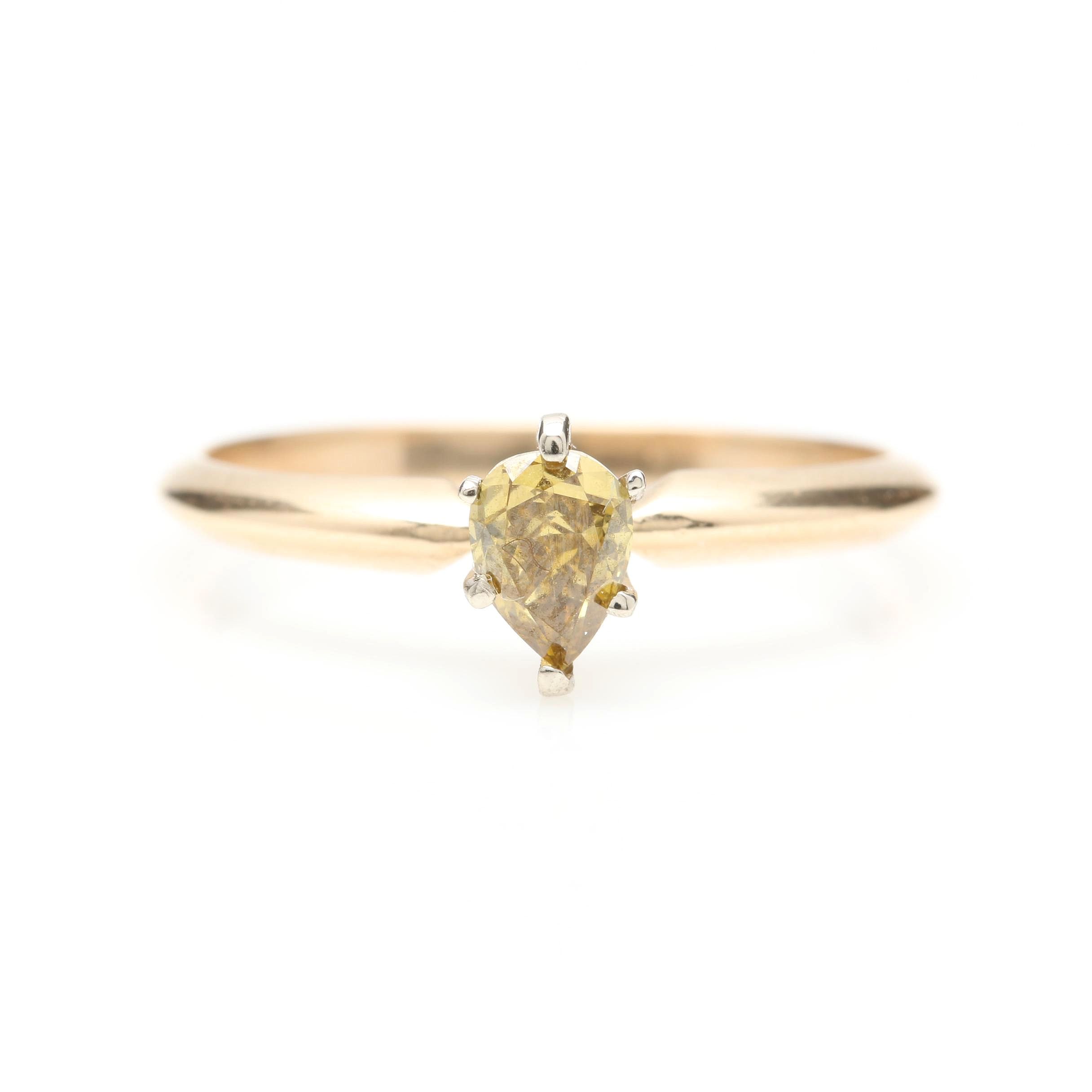 14K Yellow Gold Diamond Solitaire Ring