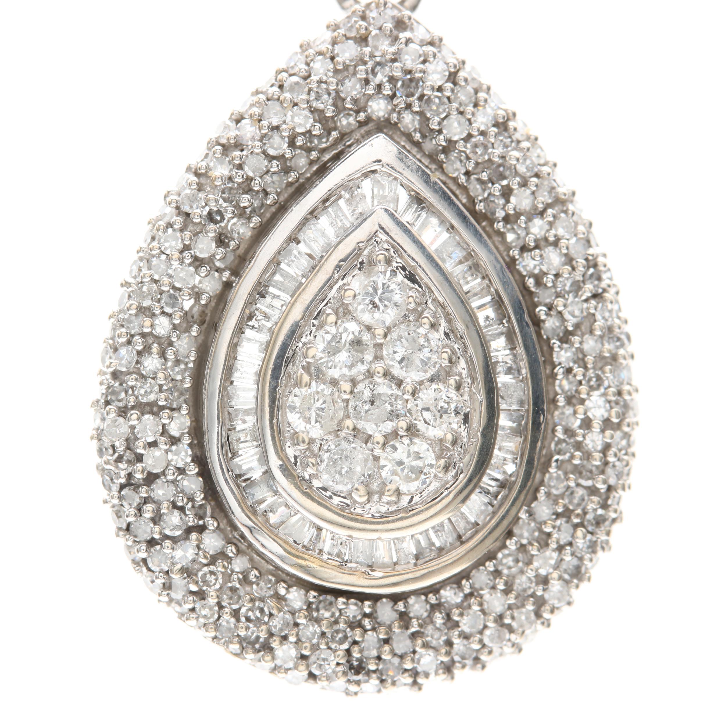 10K White Gold 0.93 CTW Diamond Pendant