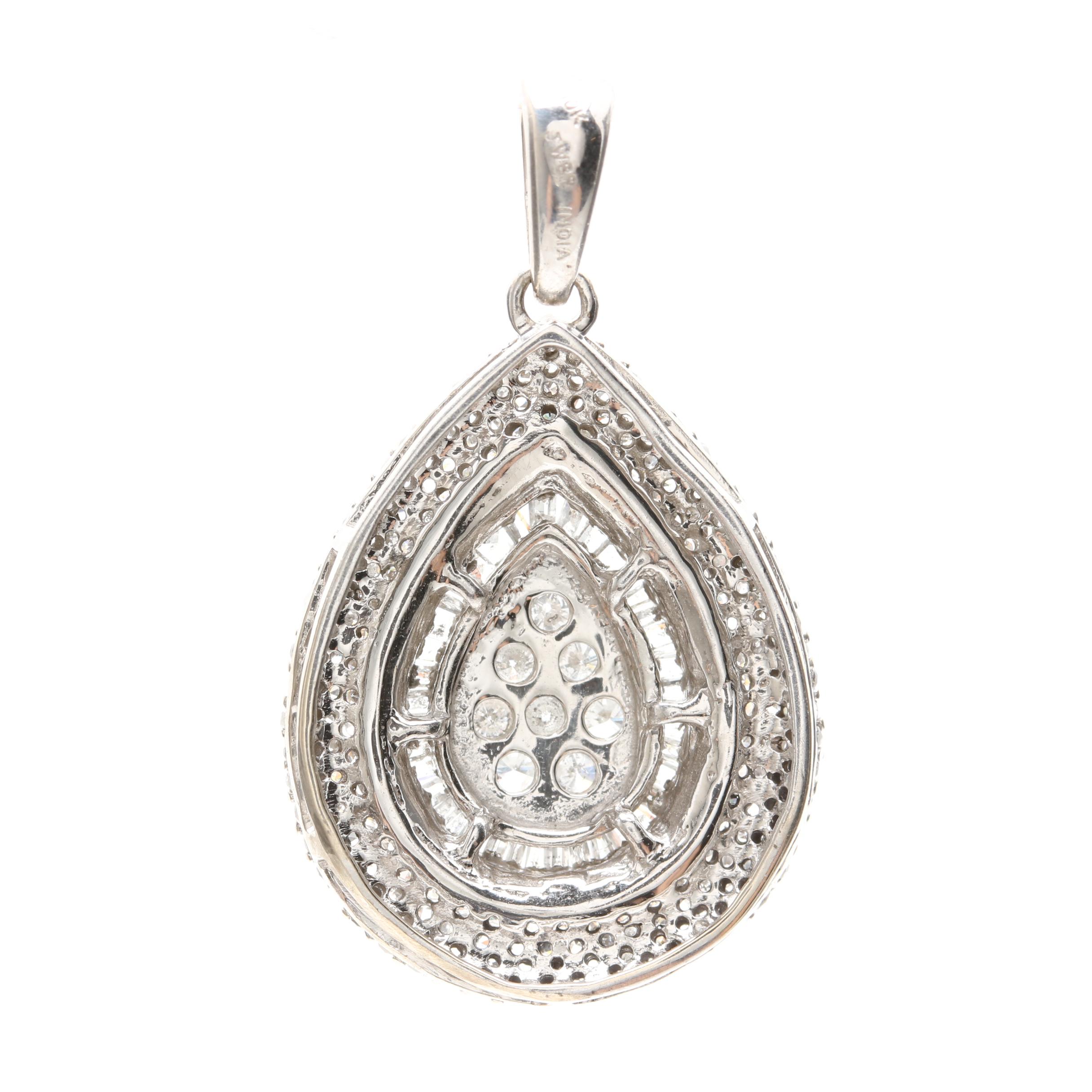 10K White Gold 0.93 CTW Diamond Pendant