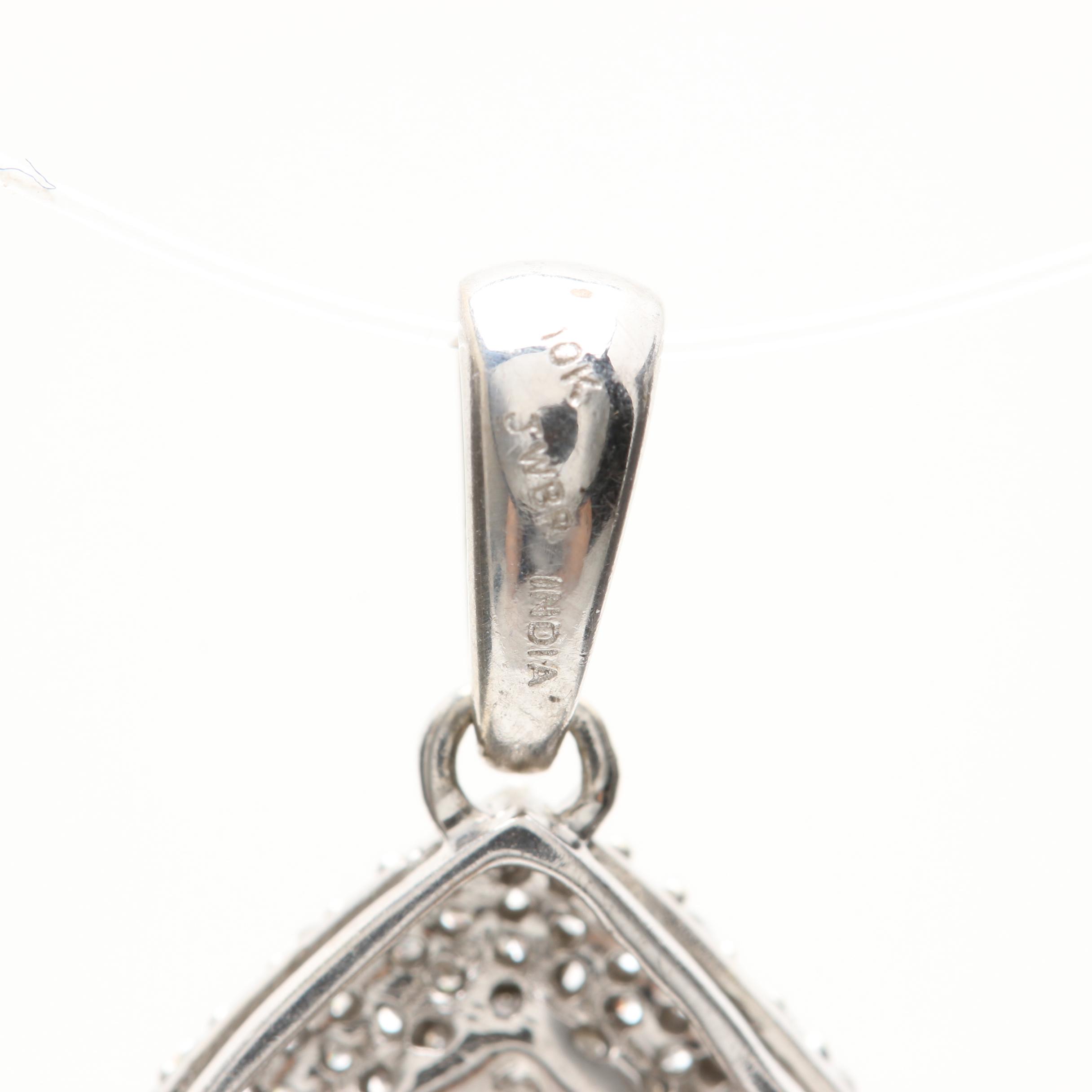 10K White Gold 0.93 CTW Diamond Pendant