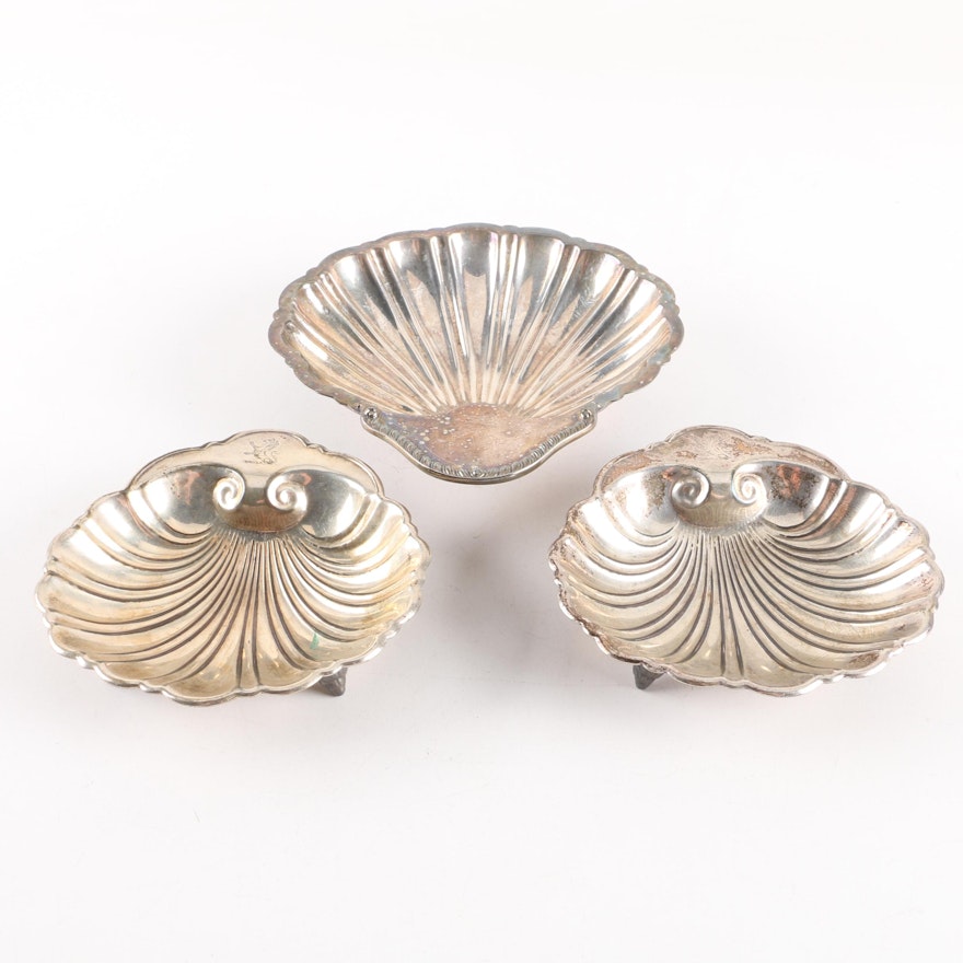 Vintage Silver Plate Shell Dishes Featuring Friedman Silver Co. and Barbour